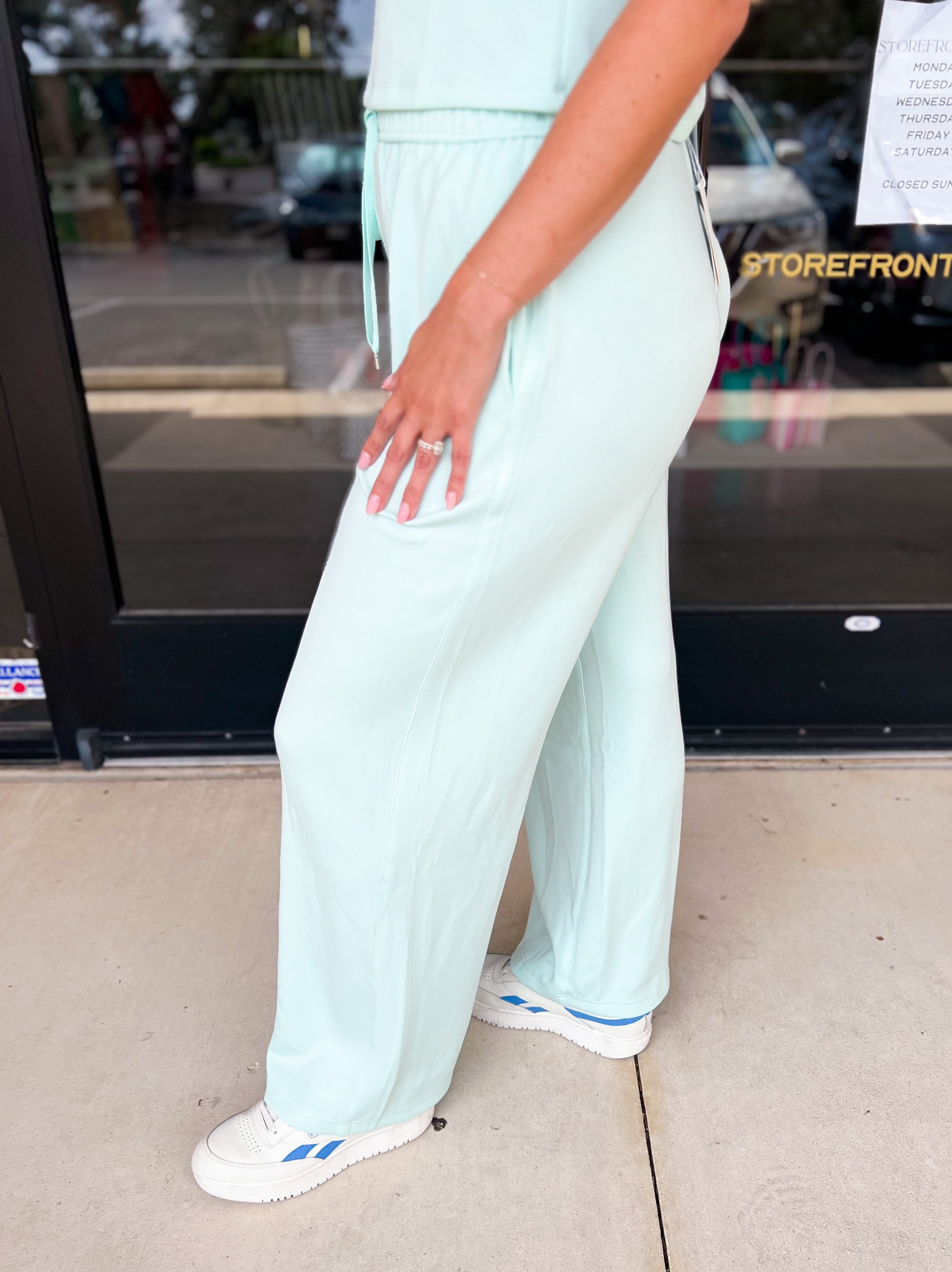 Soft Modal Lounge Pants - Mint-300 Athleisure/Lounge-SKIES ARE BLUE-July & June Women's Fashion Boutique Located in San Antonio, Texas