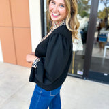 Tan & Black Tartan Blouse-200 Fashion Blouses-JODIFL-July & June Women's Fashion Boutique Located in San Antonio, Texas