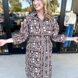 The Wrenlee Wrap Midi Dress - Chocolate Brown-500 Midi-POLOGRAM-July & June Women's Fashion Boutique Located in San Antonio, Texas