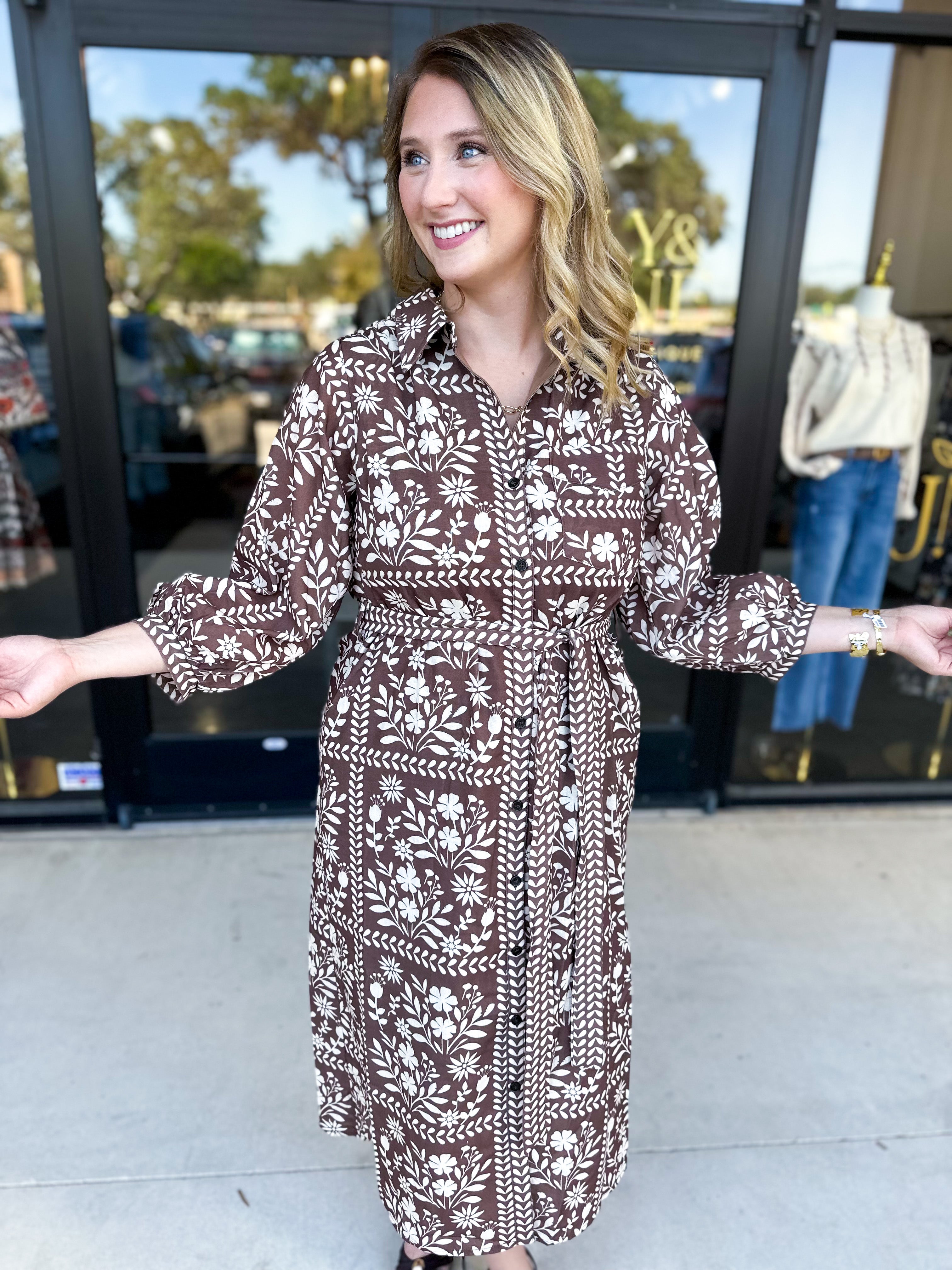 The Wrenlee Wrap Midi Dress - Chocolate Brown-500 Midi-POLOGRAM-July & June Women's Fashion Boutique Located in San Antonio, Texas