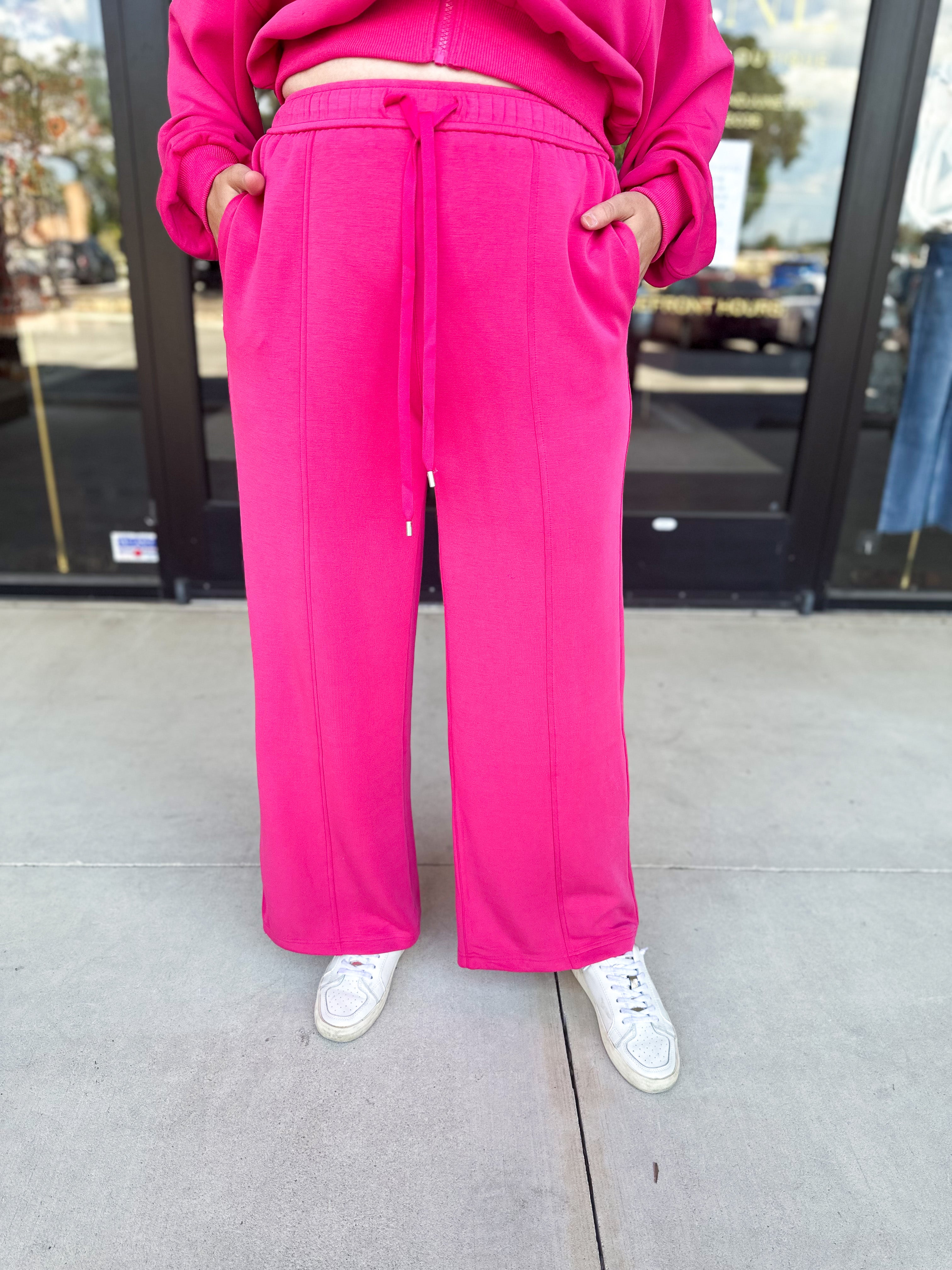 Soft Modal Lounge Pants - Fuchsia Pink-300 Athleisure/Lounge-SKIES ARE BLUE-July & June Women's Fashion Boutique Located in San Antonio, Texas