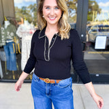 Tailored Knit Long Sleeve - Black-230 Sweaters/Cardis-LISTICLE-July & June Women's Fashion Boutique Located in San Antonio, Texas