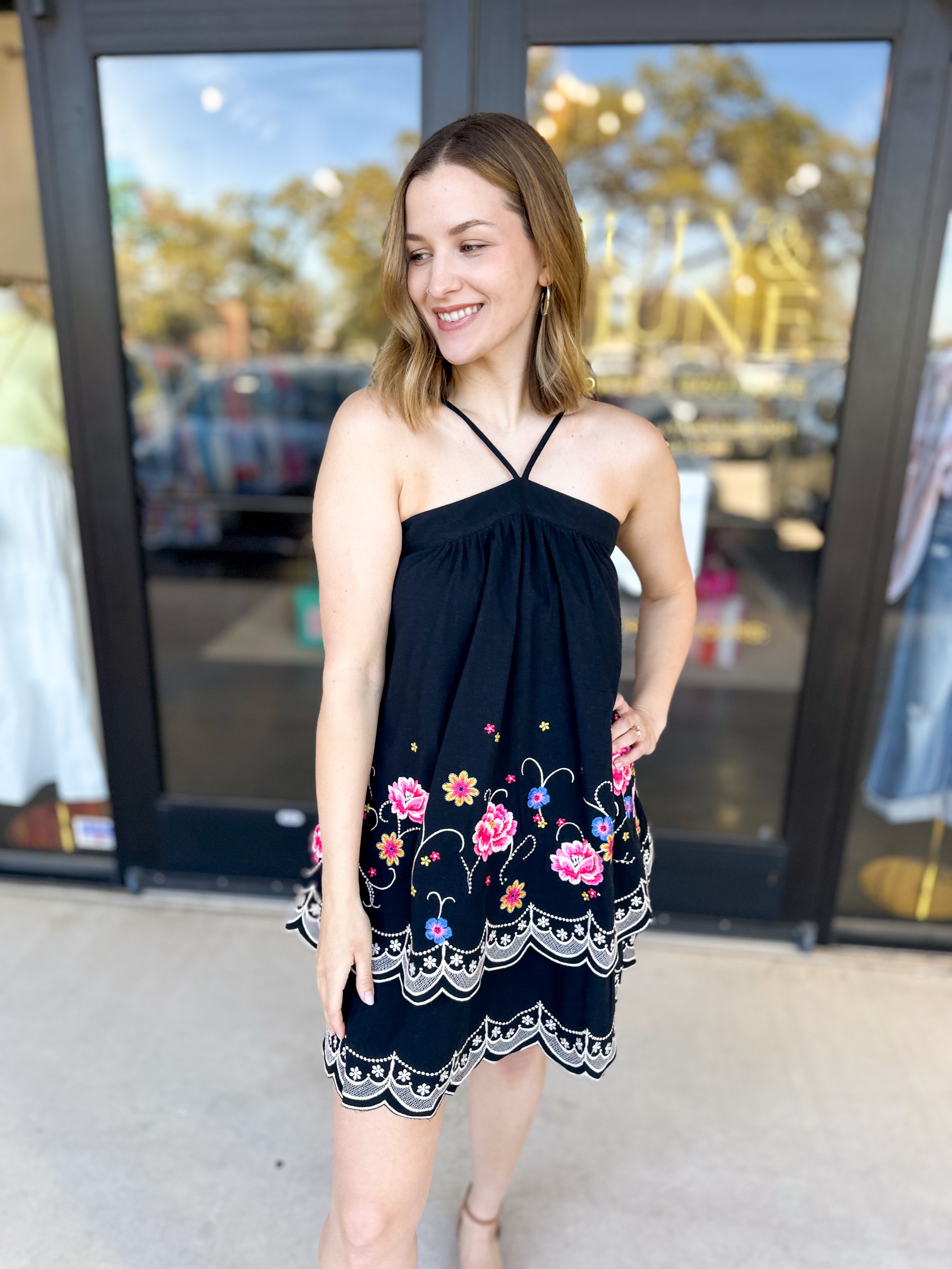 Fiesta Night Halter Mini Dress-510 Mini-ANDREE BY UNIT-July & June Women's Fashion Boutique Located in San Antonio, Texas