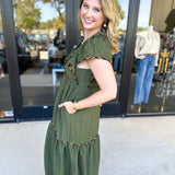THML - Dark Olive Midi Dress-500 Midi-THML-July & June Women's Fashion Boutique Located in San Antonio, Texas