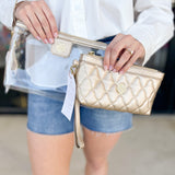 Natalie Wood - Clearly Fabulous Clear Wristlet in Gold Metallic-130 Accessories-Natalie Wood-July & June Women's Fashion Boutique Located in San Antonio, Texas