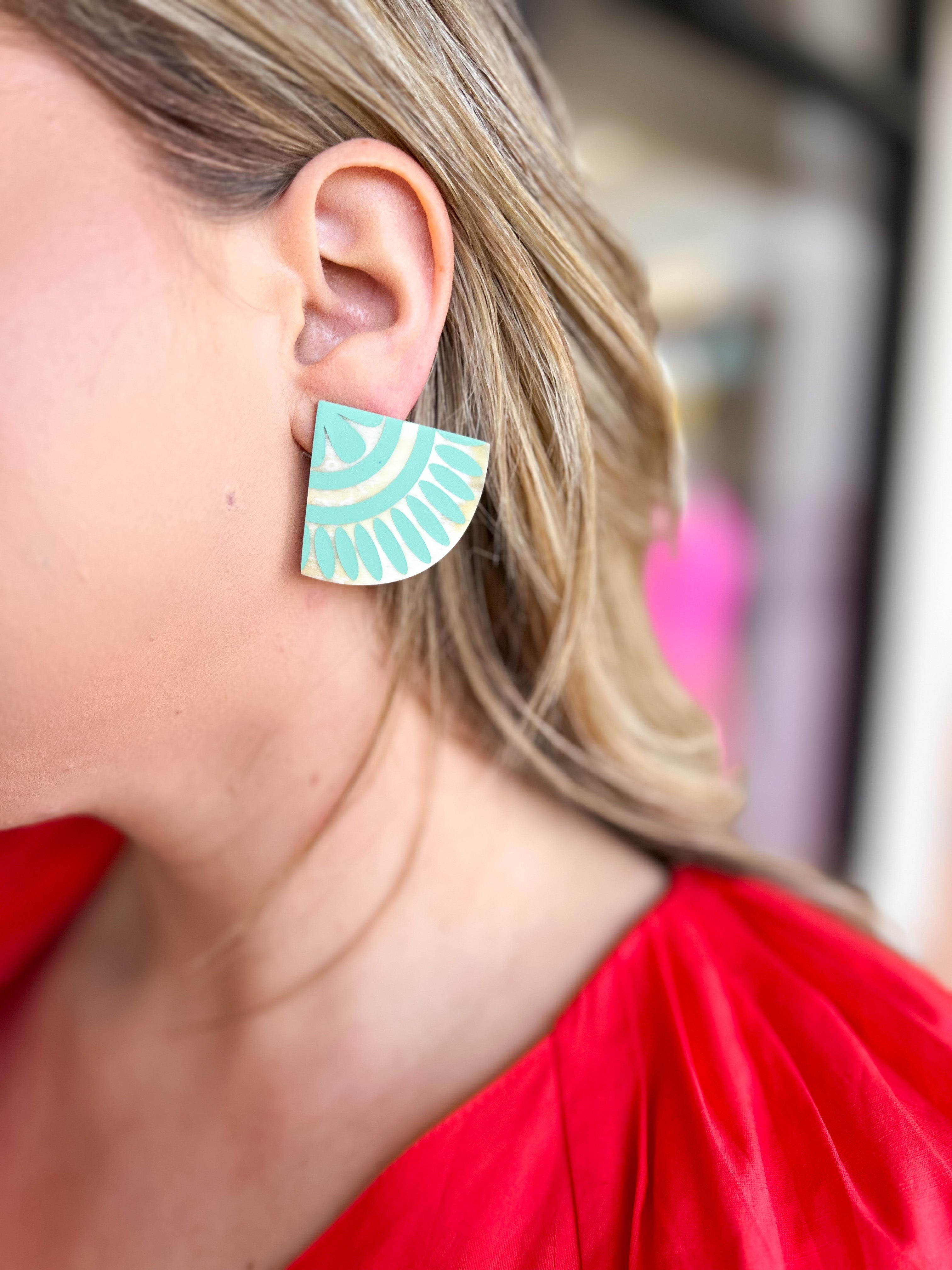 Sunshine Tienda -Seafoam Tile Earrings-110 Jewelry & Hair-Sunshine Tienda-July & June Women's Fashion Boutique Located in San Antonio, Texas