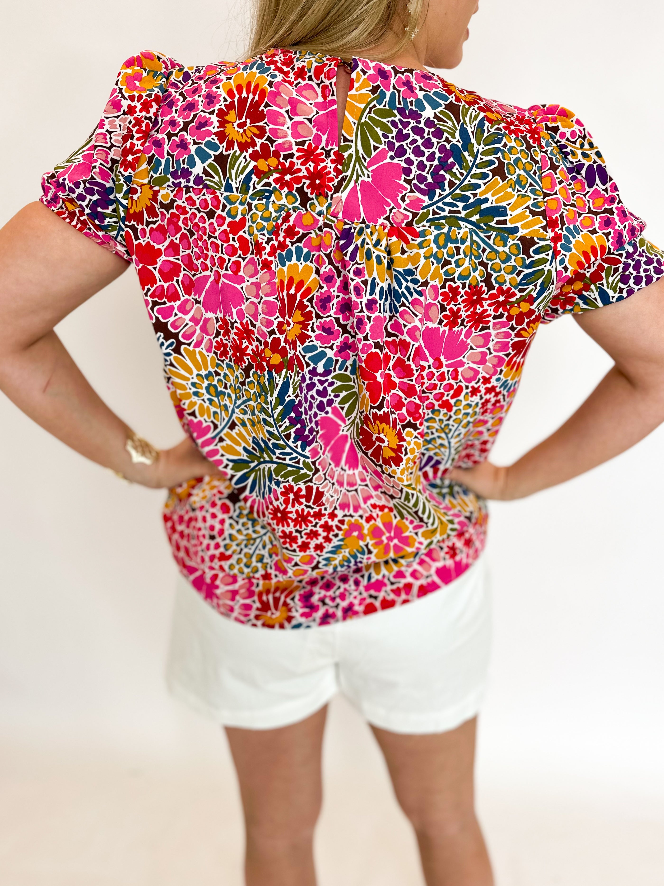 Bold Floral Embroidered Blouse-200 Fashion Blouses-ANDREE BY UNIT-July & June Women's Fashion Boutique Located in San Antonio, Texas