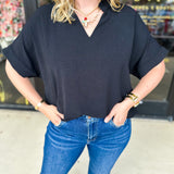 Everyday Oversized Blouse - Black-200 Fashion Blouses-JODIFL-July & June Women's Fashion Boutique Located in San Antonio, Texas