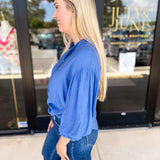 The Avery Blouse - French Blue-200 Fashion Blouses-FATE-July & June Women's Fashion Boutique Located in San Antonio, Texas