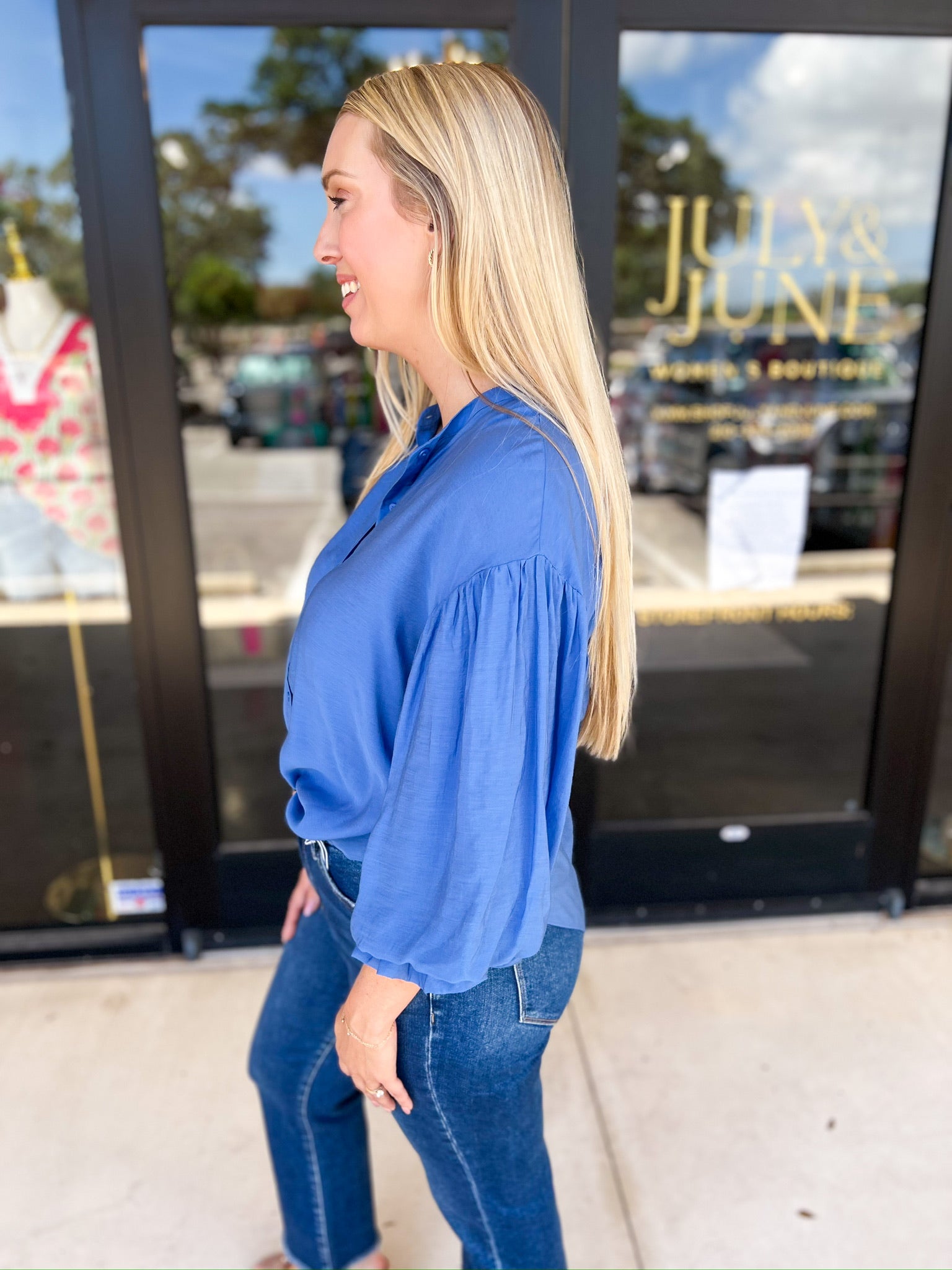 The Avery Blouse - French Blue-200 Fashion Blouses-FATE-July & June Women's Fashion Boutique Located in San Antonio, Texas