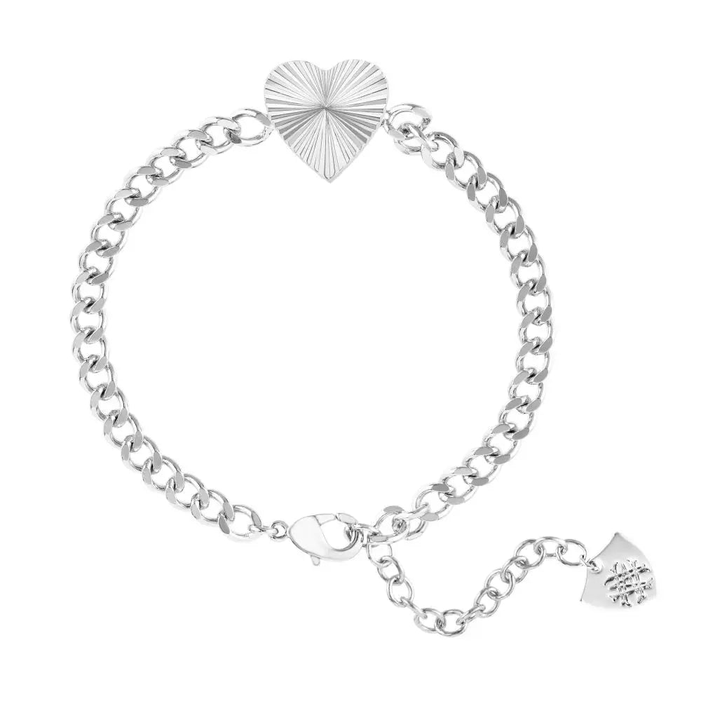 Natalie Wood - Adorned Heart Chain Bracelet Silver-Natalie Wood-July & June Women's Fashion Boutique Located in San Antonio, Texas