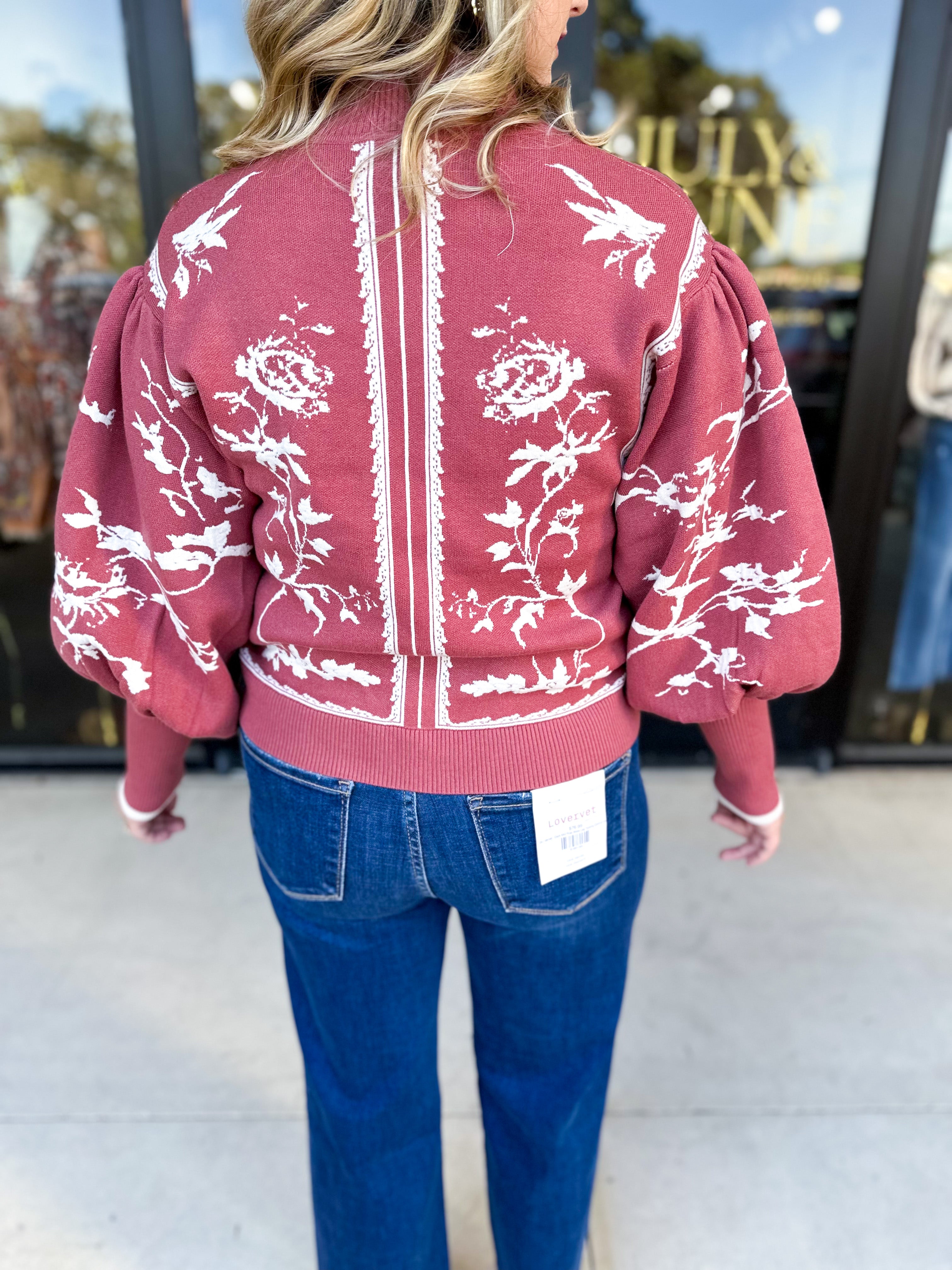 The Vintage Floral Sweater - Rose-230 Sweaters/Cardis-FATE-July & June Women's Fashion Boutique Located in San Antonio, Texas