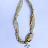 Scarf Necklace - Gold Crystal Cross-110 Jewelry & Hair-HART DESIGNS-July & June Women's Fashion Boutique Located in San Antonio, Texas