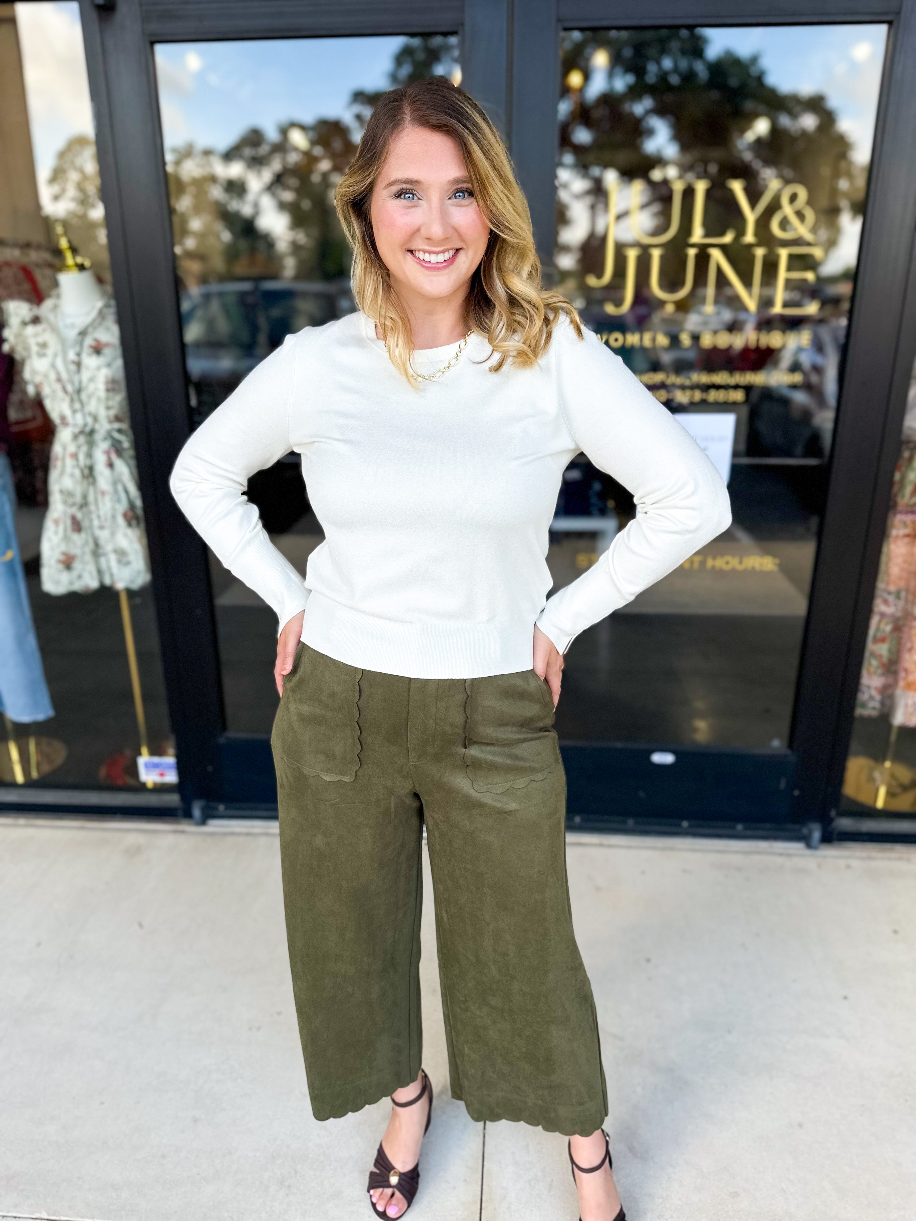 Long Sleeve Sweater Top - Cream-230 Sweaters/Cardis-ENTRO-July & June Women's Fashion Boutique Located in San Antonio, Texas