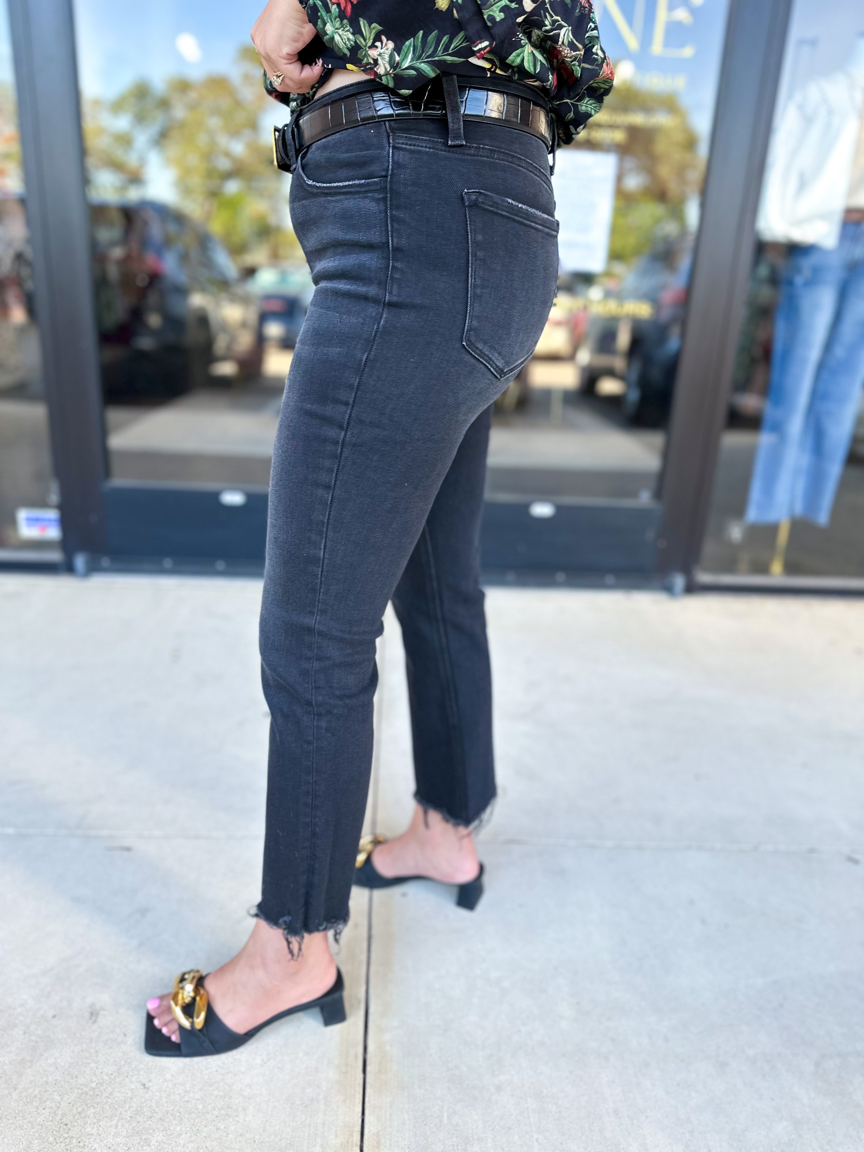 Vervet - Mid Rise Crop Flare Black Jeans-400 Pants-VEVERT BY FLYING MONKEY-July & June Women's Fashion Boutique Located in San Antonio, Texas