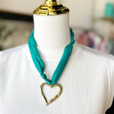 Scarf Necklace - Teal Heart-110 Jewelry & Hair-HART DESIGNS-July & June Women's Fashion Boutique Located in San Antonio, Texas