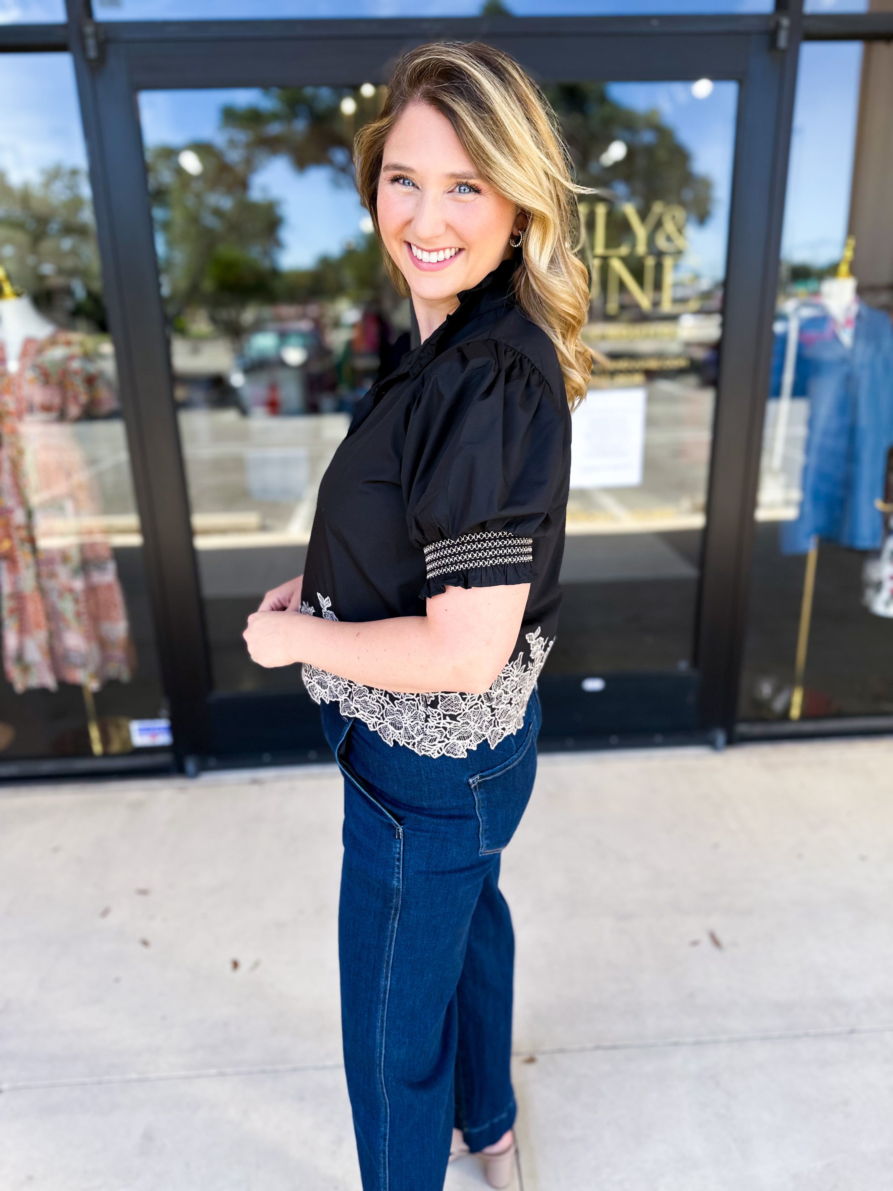 The Olivia Blouse - Black-200 Fashion Blouses-ENTRO-July & June Women's Fashion Boutique Located in San Antonio, Texas