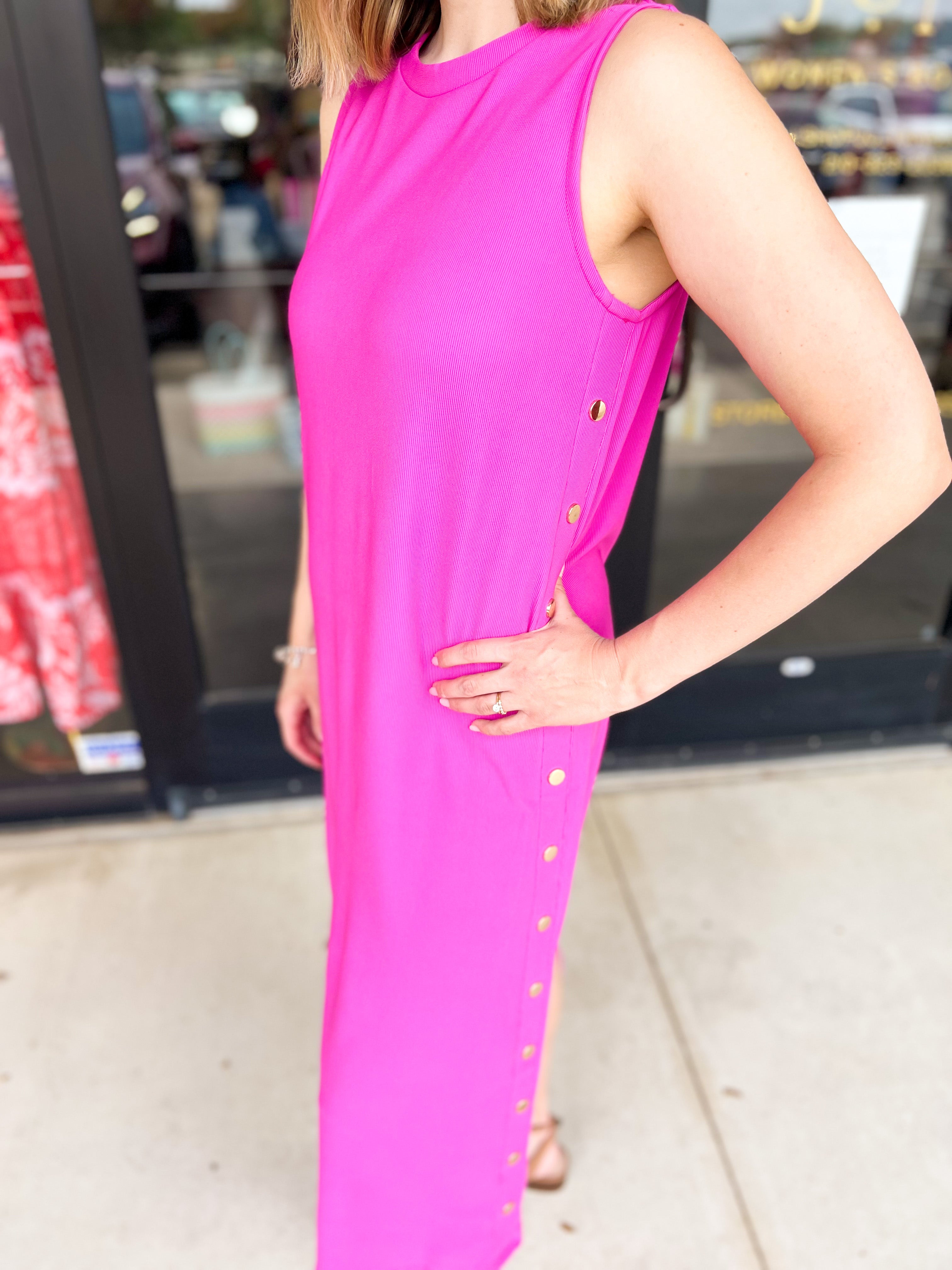 Casual Chic Midi Dress - Pink-500 Midi-ENTRO-July & June Women's Fashion Boutique Located in San Antonio, Texas