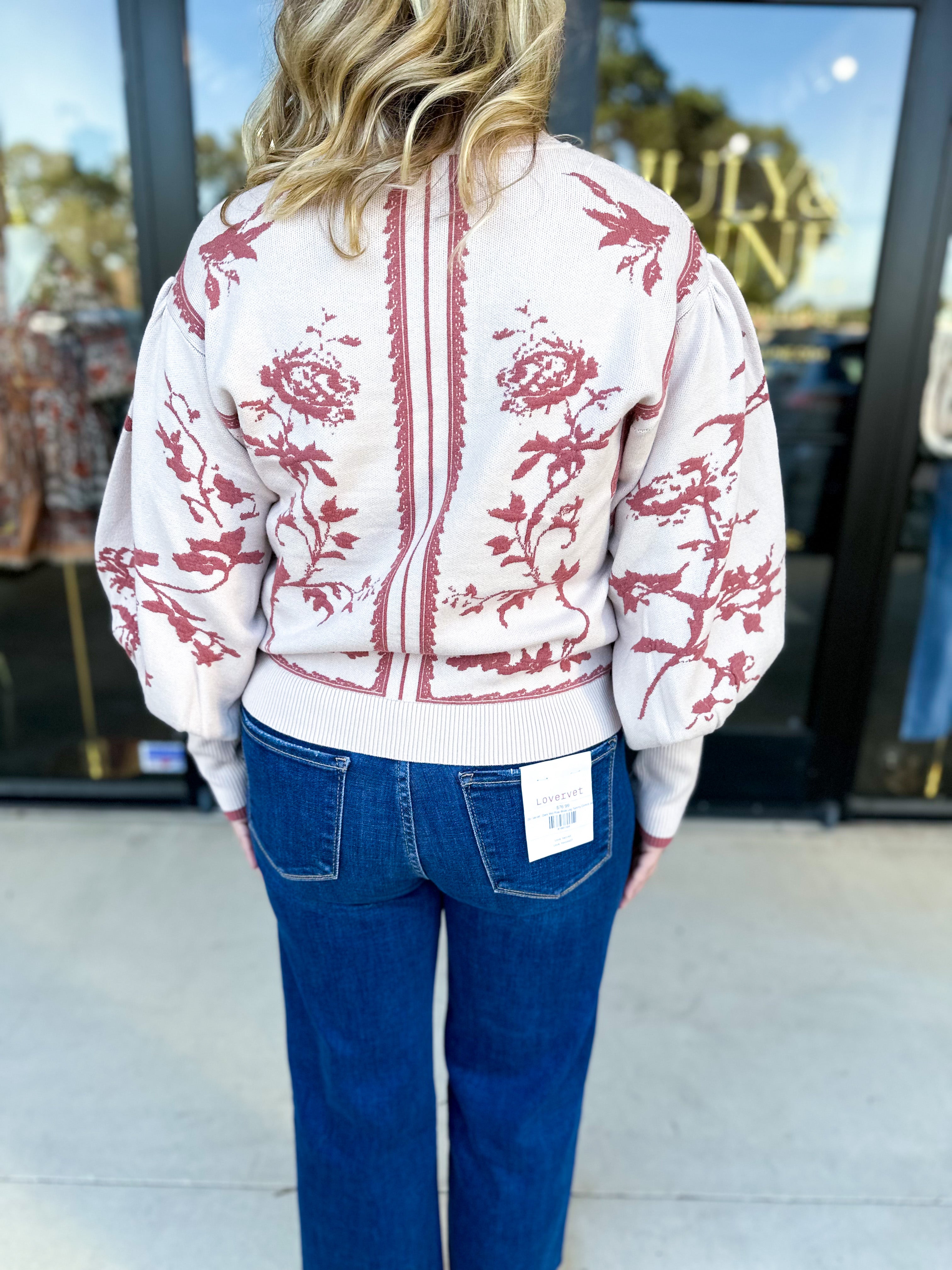 The Vintage Floral Sweater - Cream-230 Sweaters/Cardis-FATE-July & June Women's Fashion Boutique Located in San Antonio, Texas