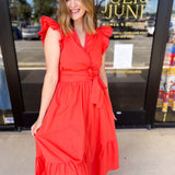 Sun Orange Midi Dress-500 Midi-PINCH-July & June Women's Fashion Boutique Located in San Antonio, Texas