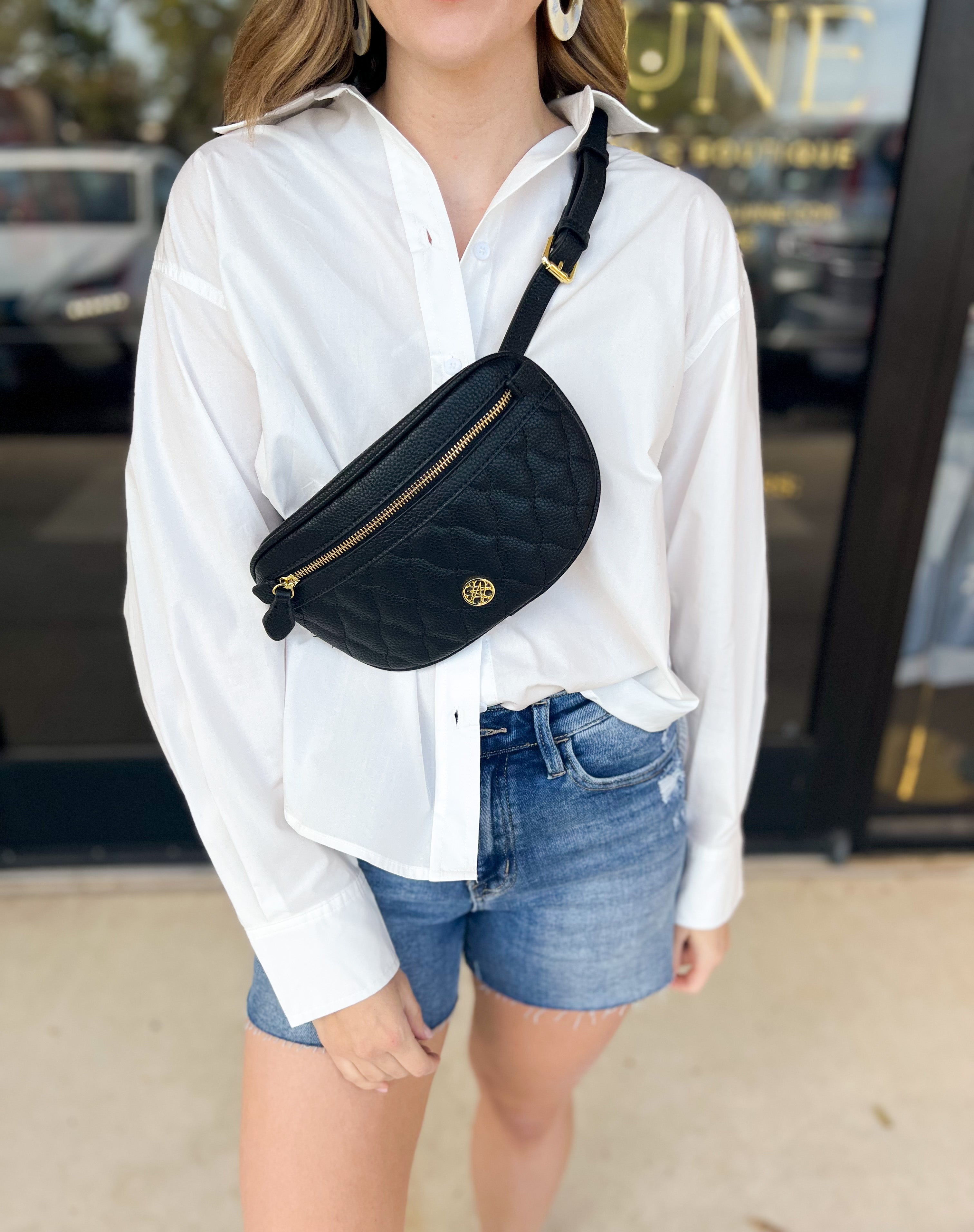 Natalie Wood - Grace Belt Bag in Black-130 Accessories-Natalie Wood-July & June Women's Fashion Boutique Located in San Antonio, Texas