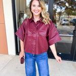 Utility Shirt Jacket - Wine-200 Fashion Blouses-GLAM-July & June Women's Fashion Boutique Located in San Antonio, Texas