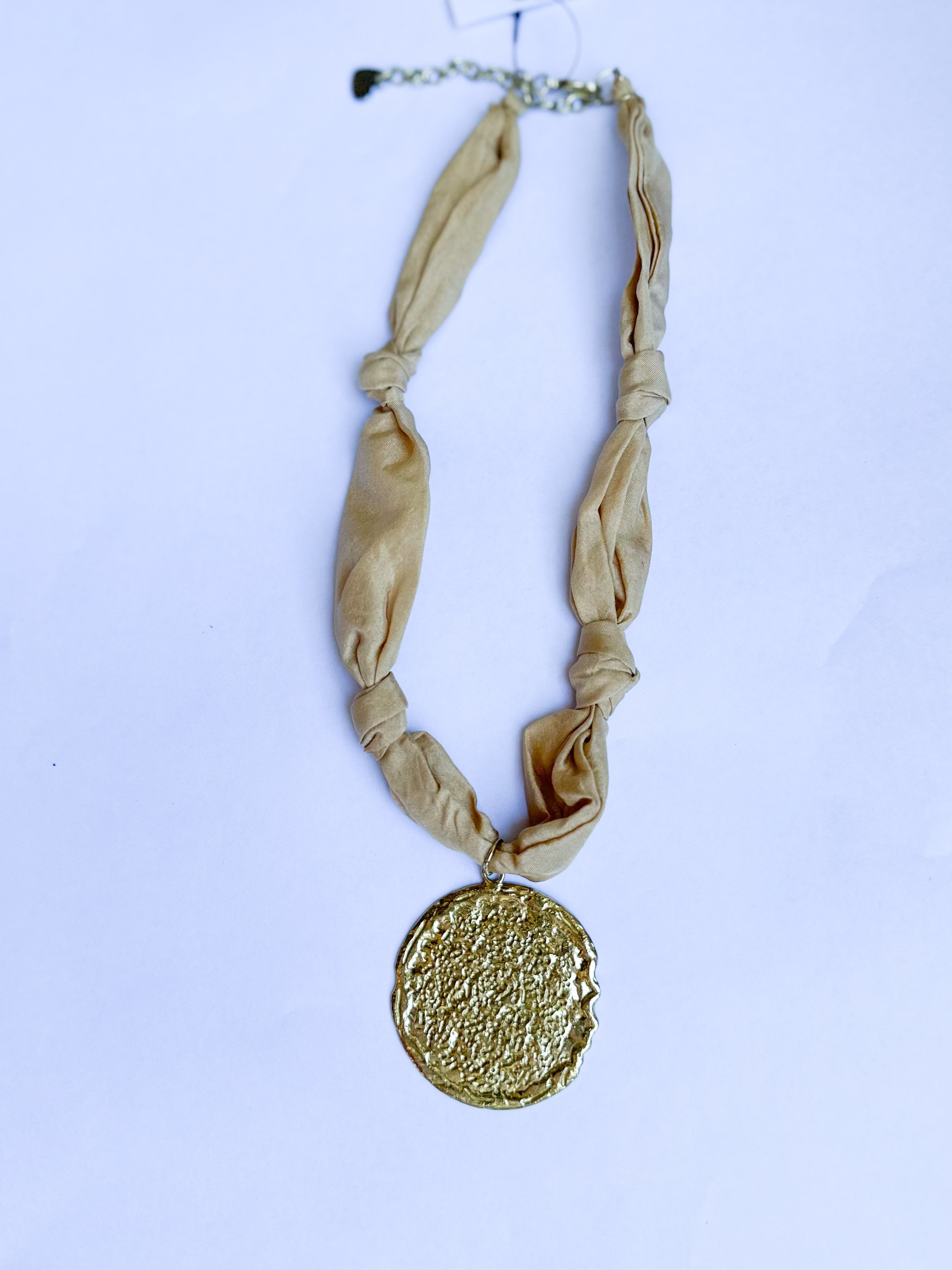 Scarf Necklace - Gold Circle-110 Jewelry & Hair-HART DESIGNS-July & June Women's Fashion Boutique Located in San Antonio, Texas