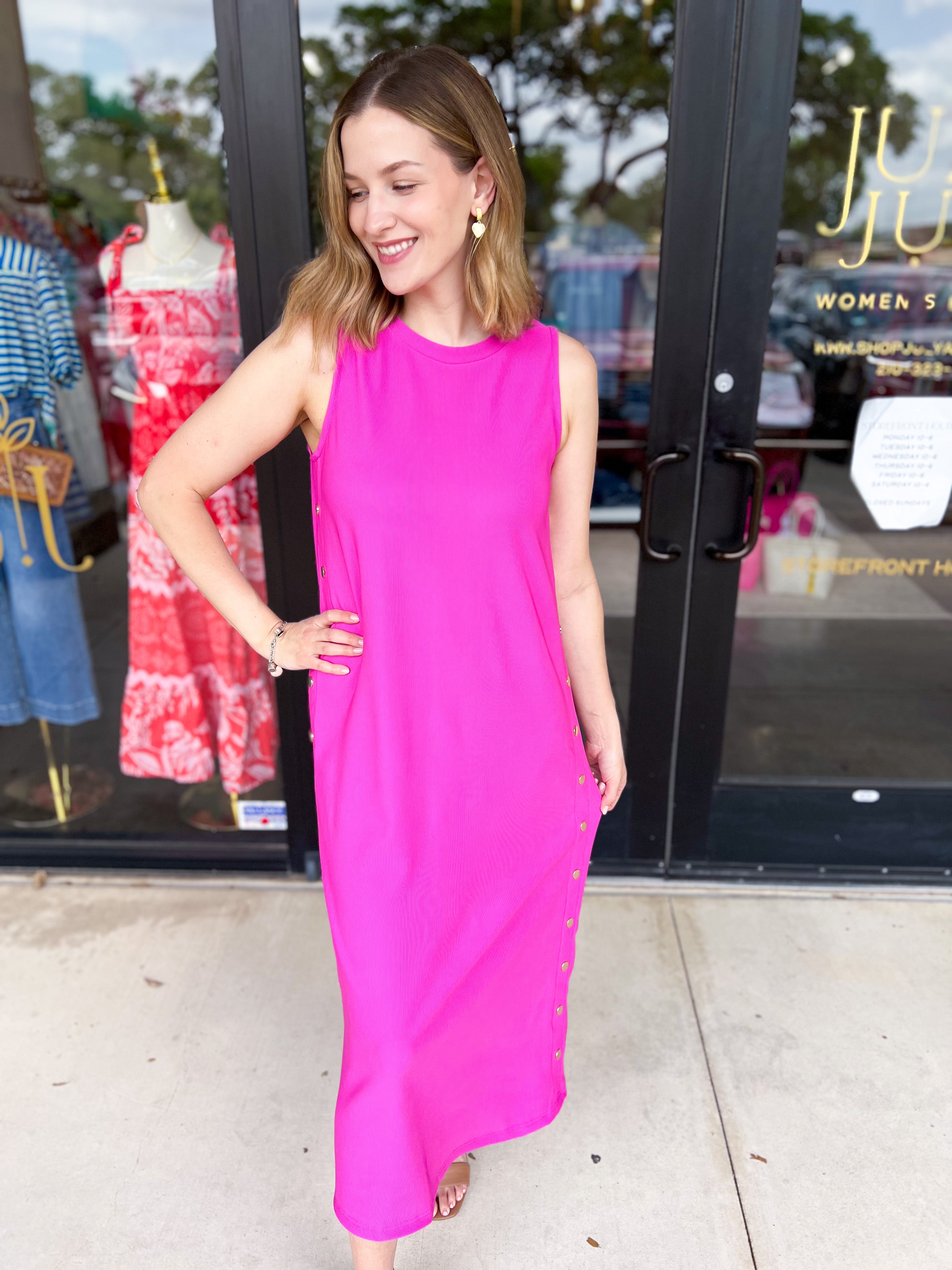 Casual Chic Midi Dress - Pink-500 Midi-ENTRO-July & June Women's Fashion Boutique Located in San Antonio, Texas