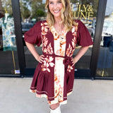 THML - Maroon Floral Mini Dress-510 Mini-THML-July & June Women's Fashion Boutique Located in San Antonio, Texas