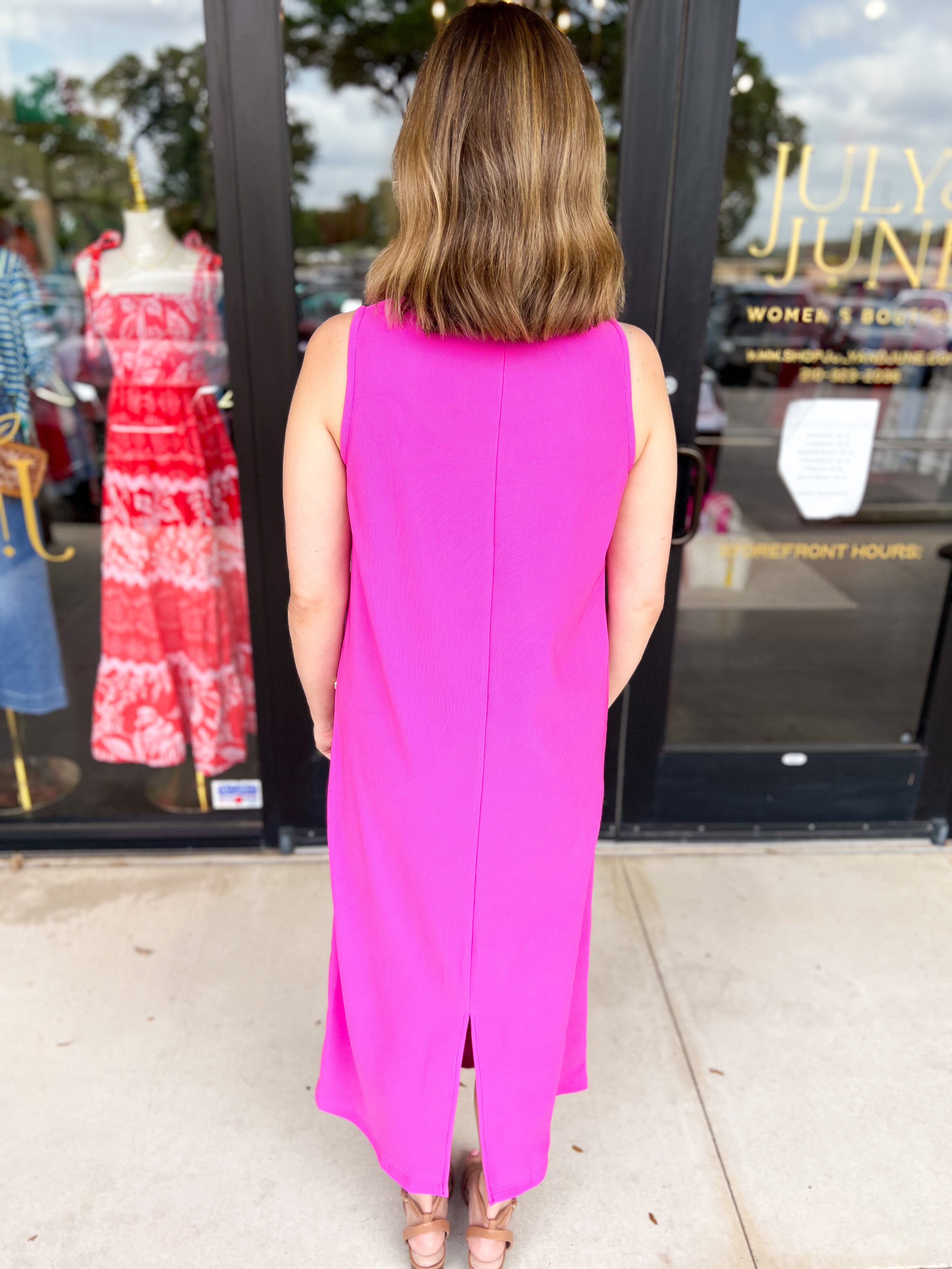 Casual Chic Midi Dress - Pink-500 Midi-ENTRO-July & June Women's Fashion Boutique Located in San Antonio, Texas