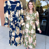 Fall Meadows Midi Dress - Olive-500 Midi-ENTRO-July & June Women's Fashion Boutique Located in San Antonio, Texas