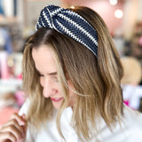 Woven Stripe Knotted Headband - Navy-130 ACCESSORIES-SHIRALEAH-July & June Women's Fashion Boutique Located in San Antonio, Texas