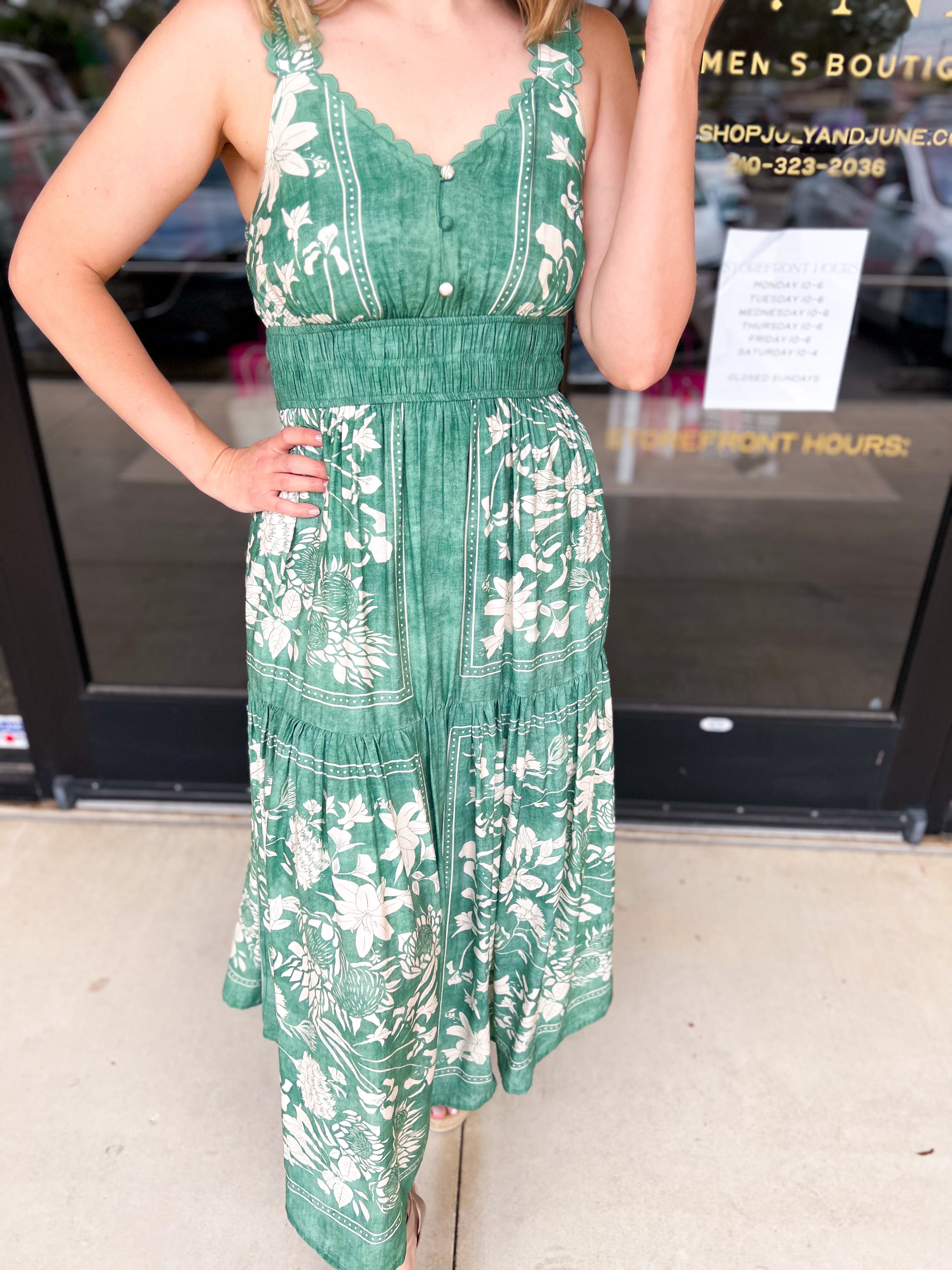 The Madrid Midi Dress-500 Midi-ENTRO-July & June Women's Fashion Boutique Located in San Antonio, Texas