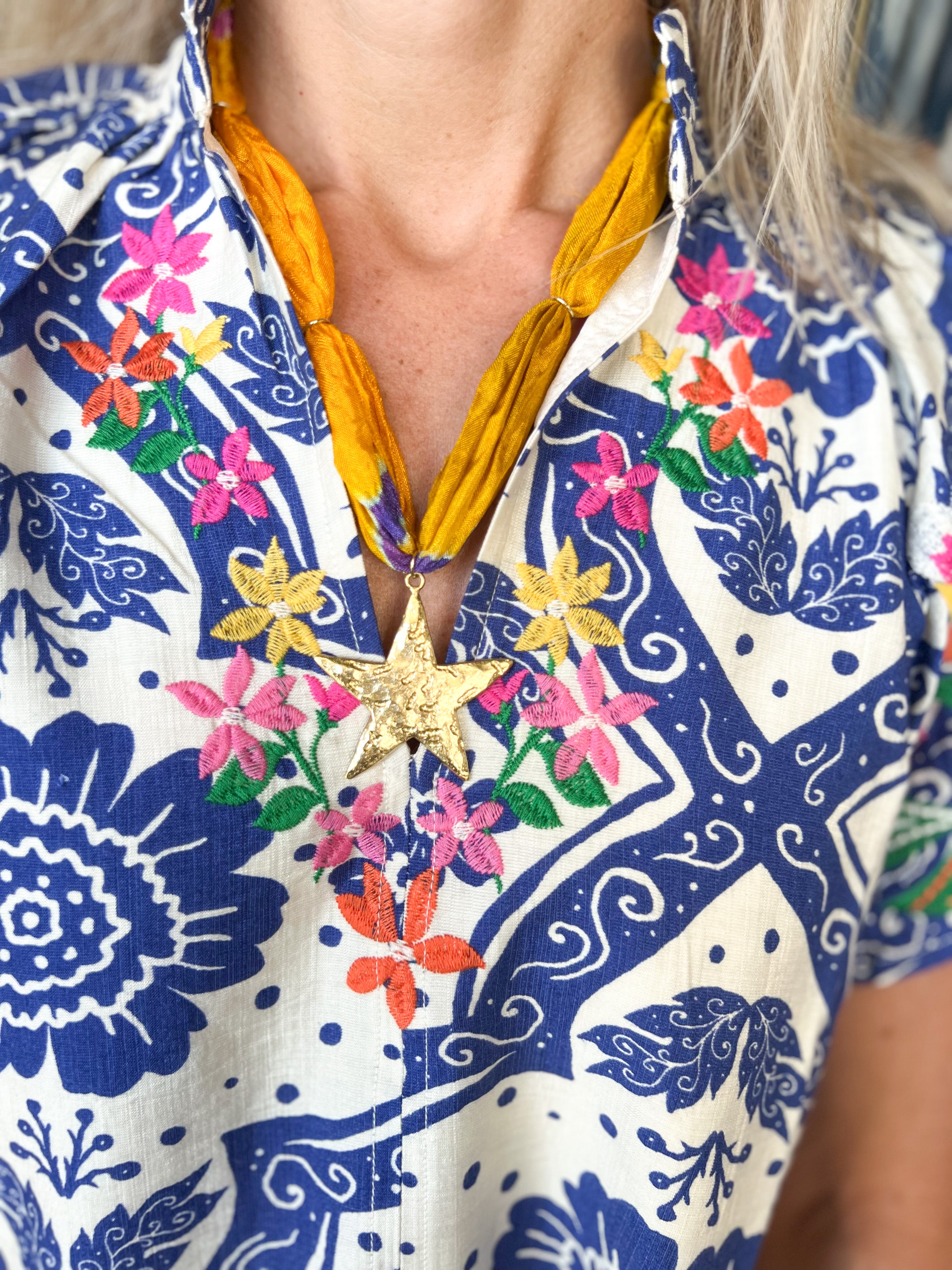 Scarf Necklace - Yellow Star-110 Jewelry & Hair-HART DESIGNS-July & June Women's Fashion Boutique Located in San Antonio, Texas