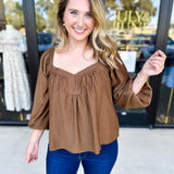 Sweetheart Neck Blouse-200 Fashion Blouses-ABLE-July & June Women's Fashion Boutique Located in San Antonio, Texas