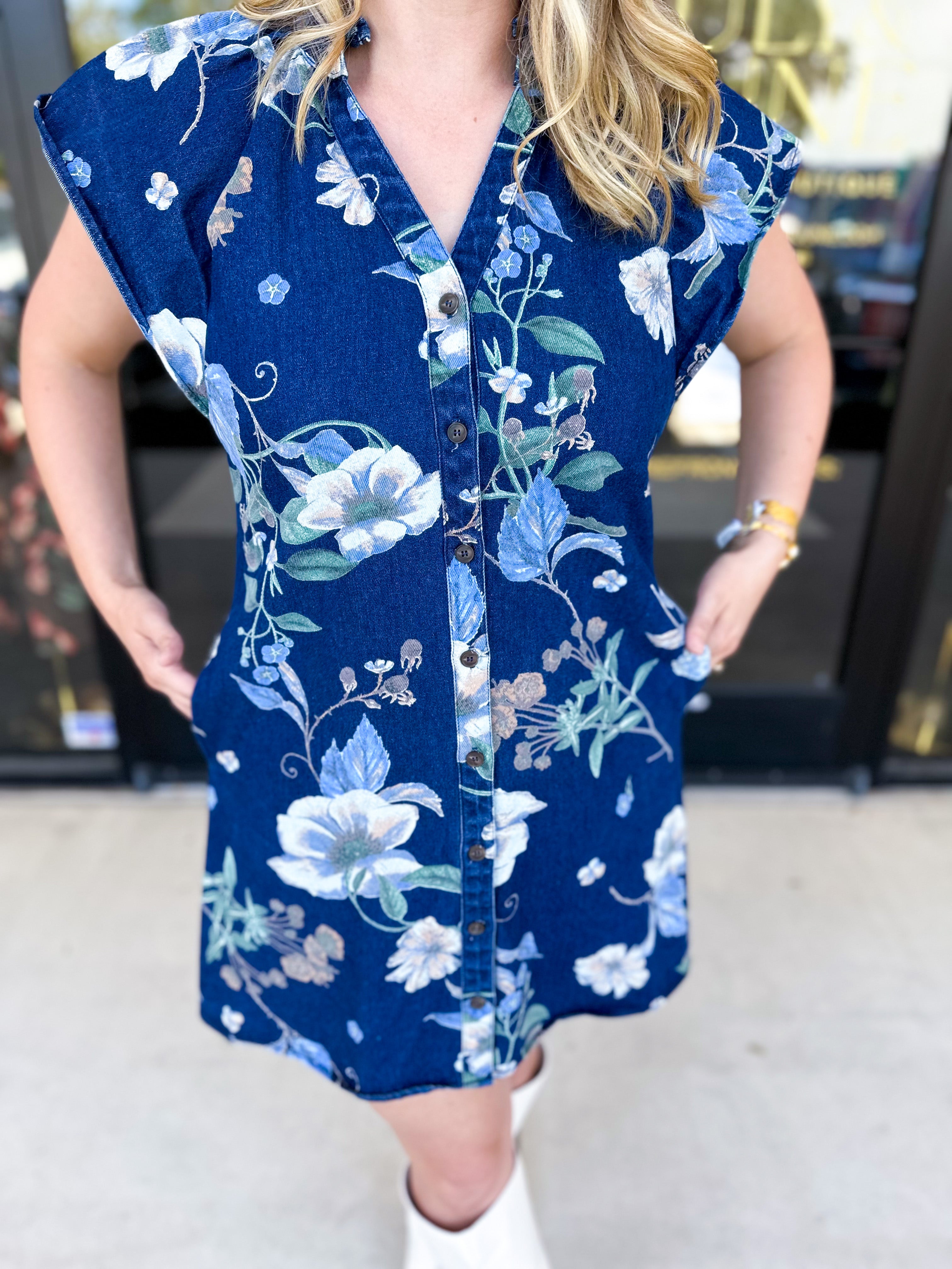 The Lainey Denim Mini Dress-510 Mini-ENTRO-July & June Women's Fashion Boutique Located in San Antonio, Texas