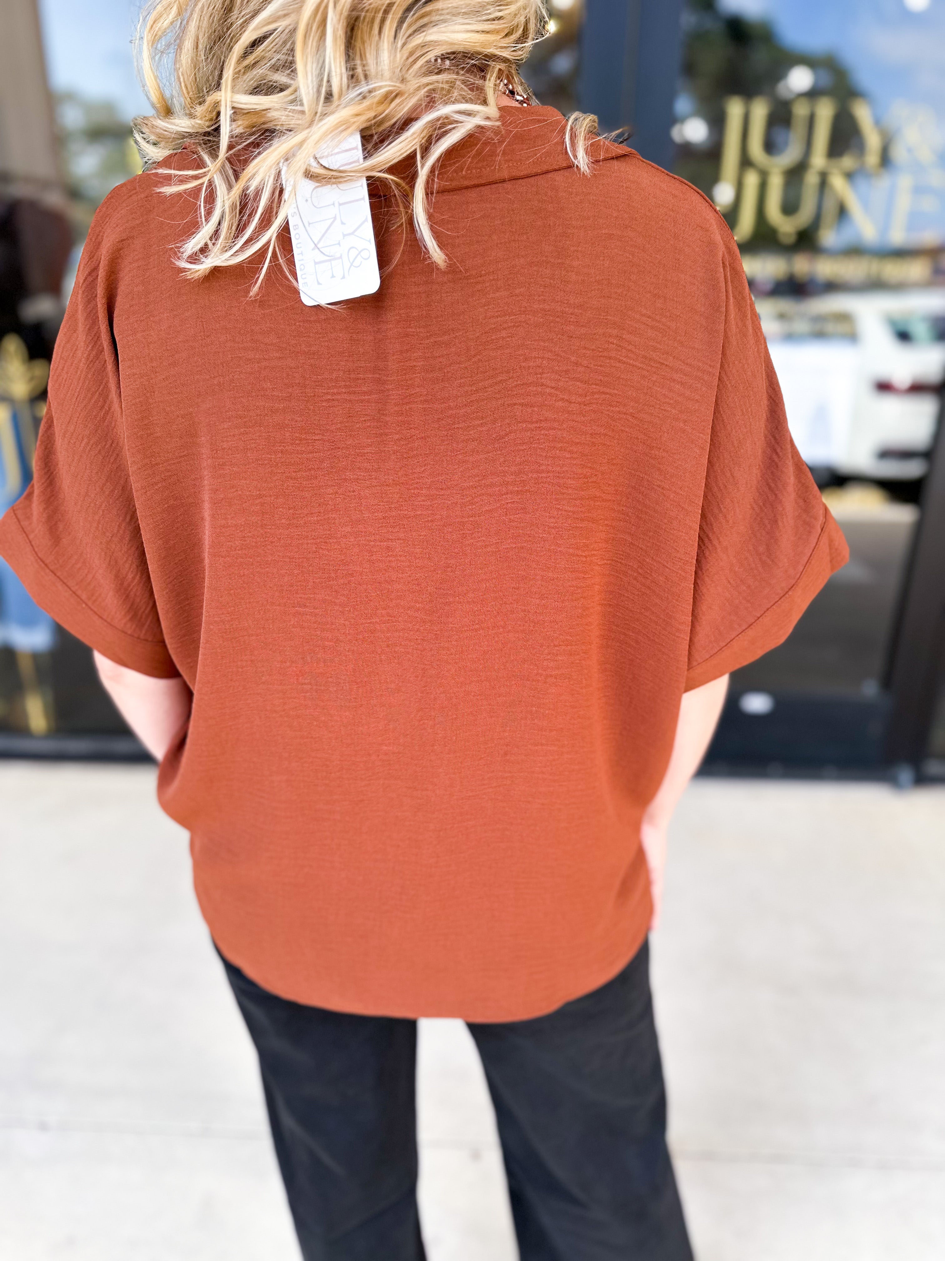 The Everyday Collard Blouse - Camel-200 Fashion Blouses-JODIFL-July & June Women's Fashion Boutique Located in San Antonio, Texas