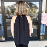 Black Rose Halter Tank-200 Fashion Blouses-FATE-July & June Women's Fashion Boutique Located in San Antonio, Texas