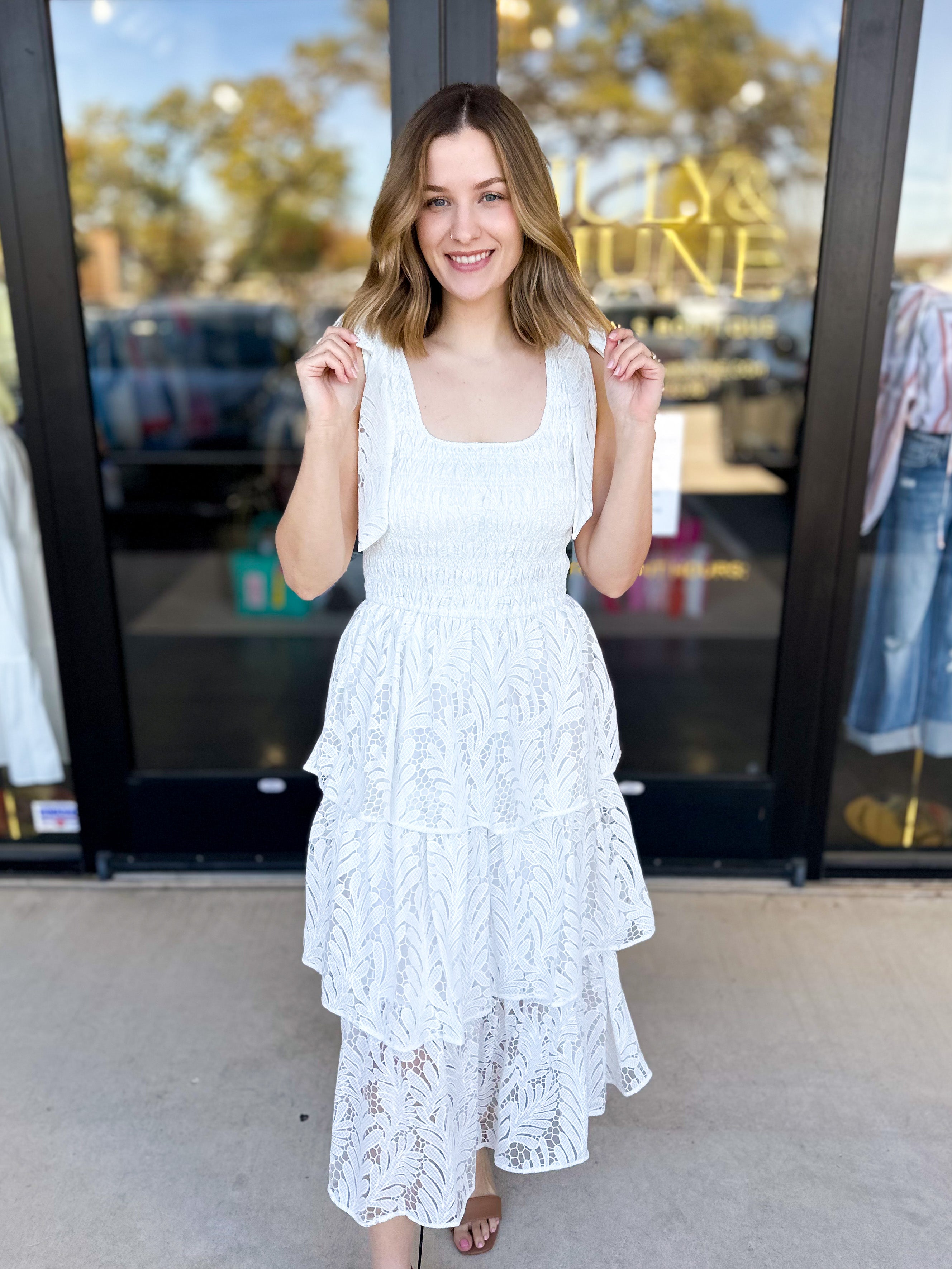 Delaney Midi Dress-500 Midi-SKIES ARE BLUE-July & June Women's Fashion Boutique Located in San Antonio, Texas