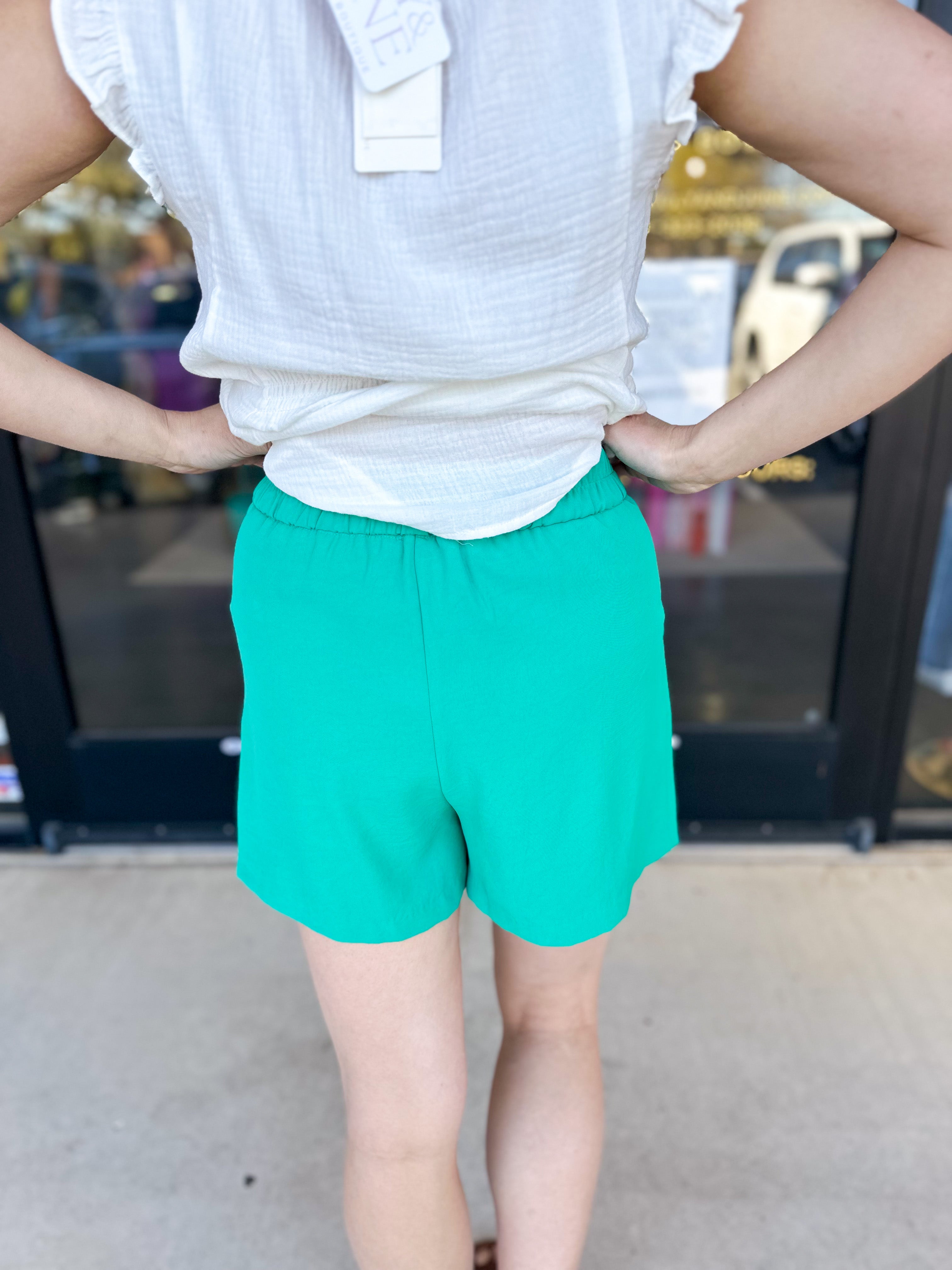Chic Shorts - Emerald Green-410 Shorts/Skirts-SKIES ARE BLUE-July & June Women's Fashion Boutique Located in San Antonio, Texas