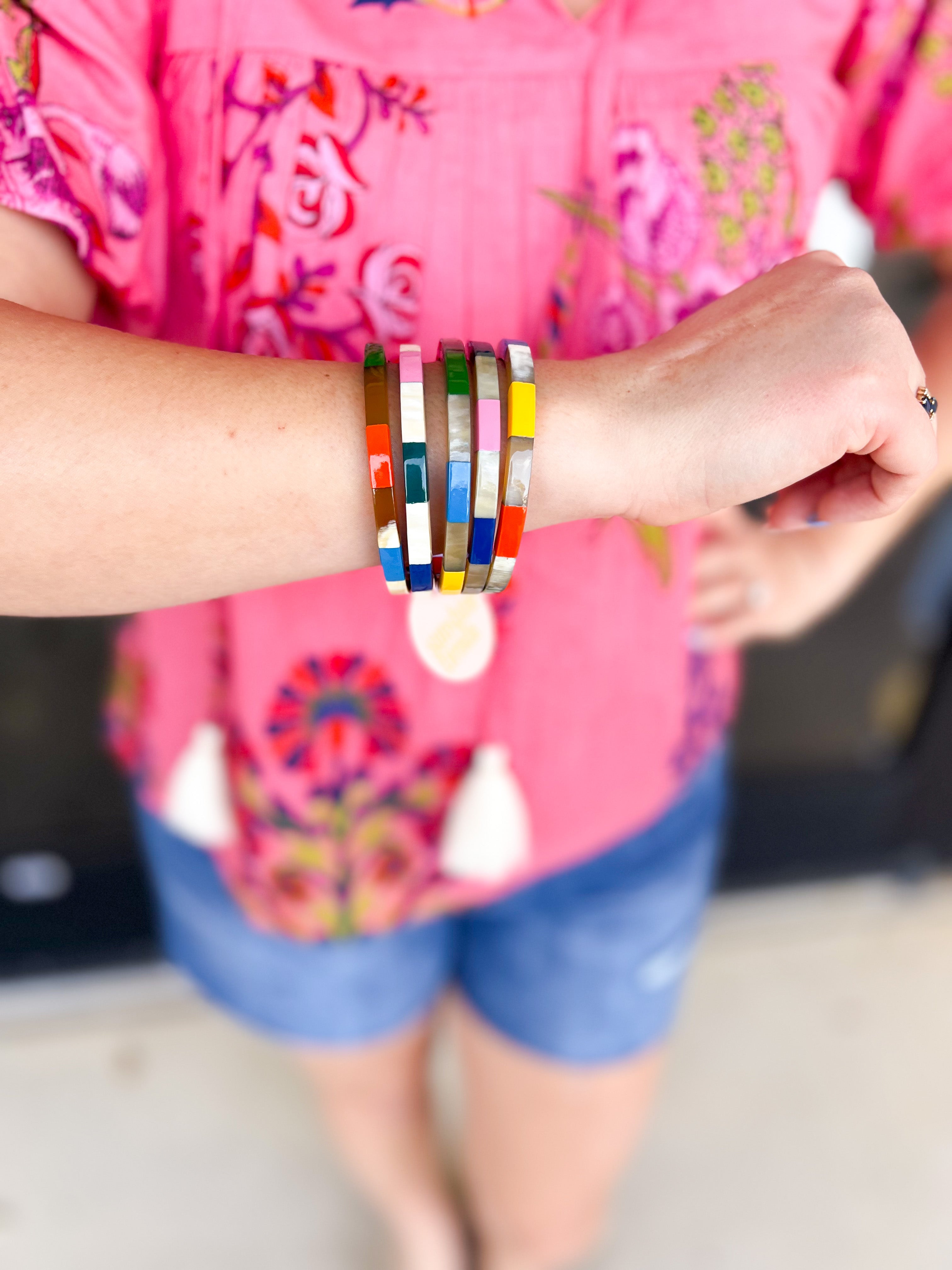 Sunshine Tienda - Watercolor Tile Bangle Set-110 Jewelry & Hair-Sunshine Tienda-July & June Women's Fashion Boutique Located in San Antonio, Texas