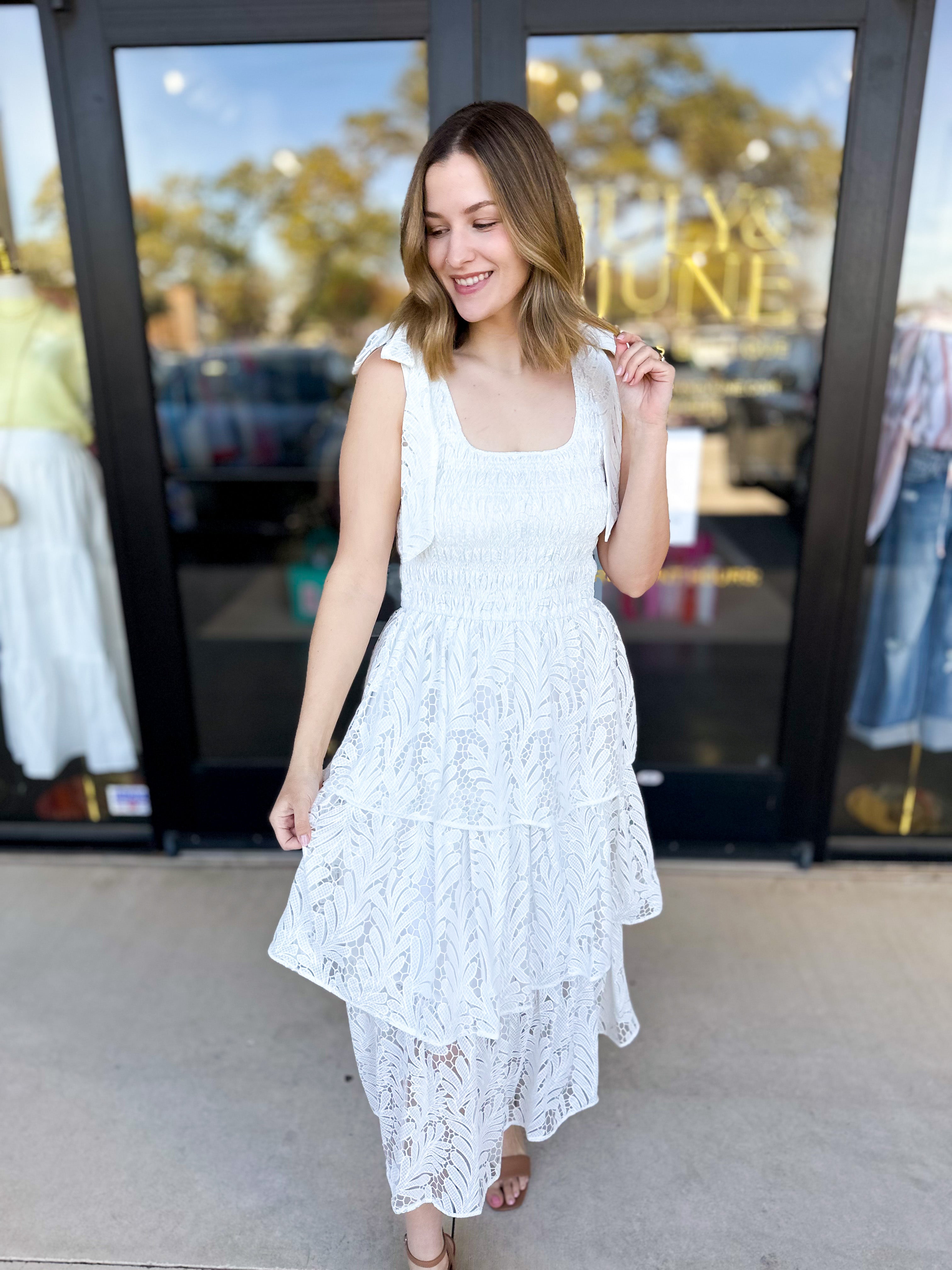 Delaney Midi Dress-500 Midi-SKIES ARE BLUE-July & June Women's Fashion Boutique Located in San Antonio, Texas