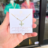 Natalie Wood - Radiant Cross Drop Necklace in Mint-110 Jewelry & Hair-Natalie Wood-July & June Women's Fashion Boutique Located in San Antonio, Texas