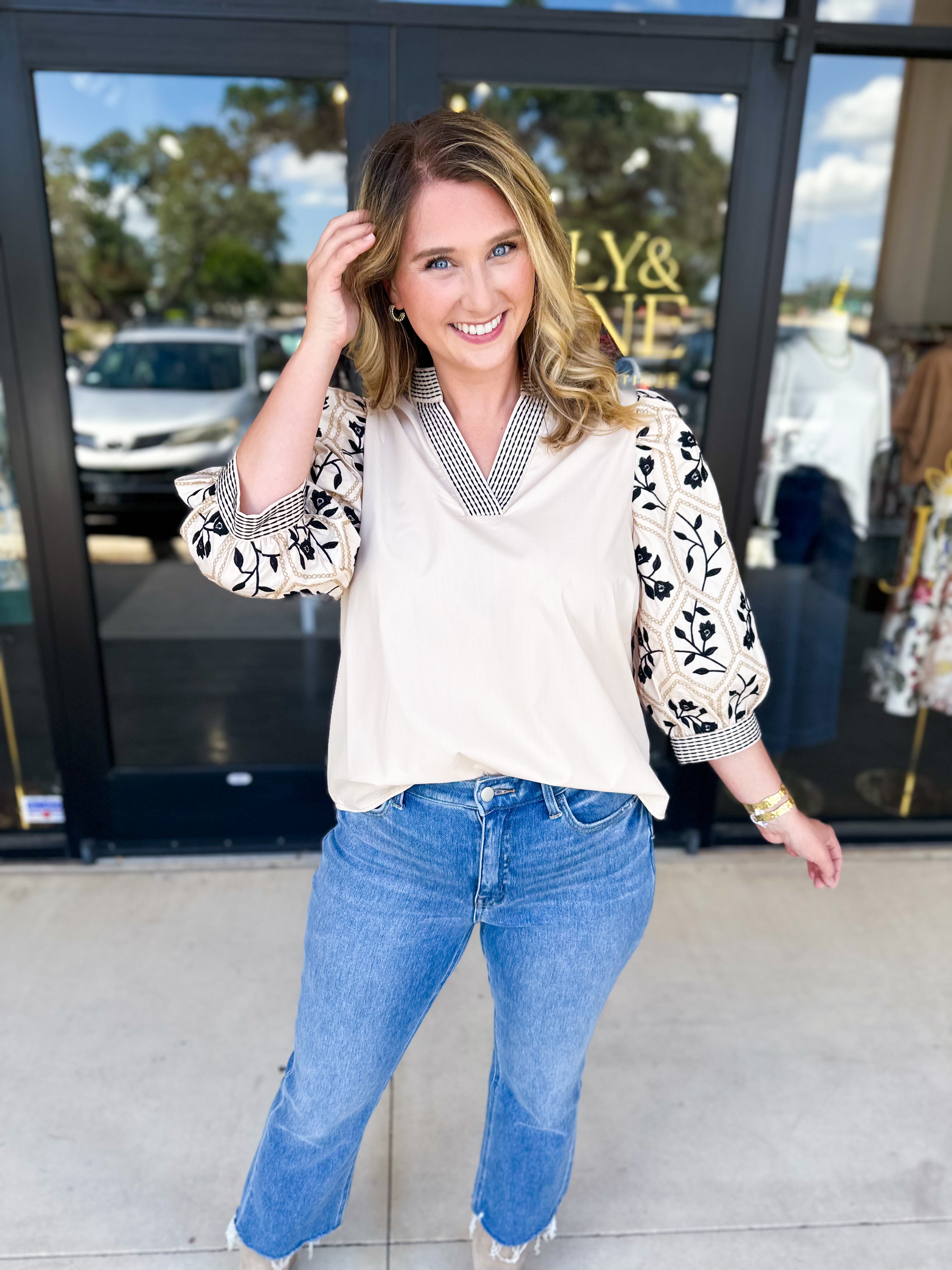 The Lucy Blouse - Ecru-200 Fashion Blouses-ENTRO-July & June Women's Fashion Boutique Located in San Antonio, Texas