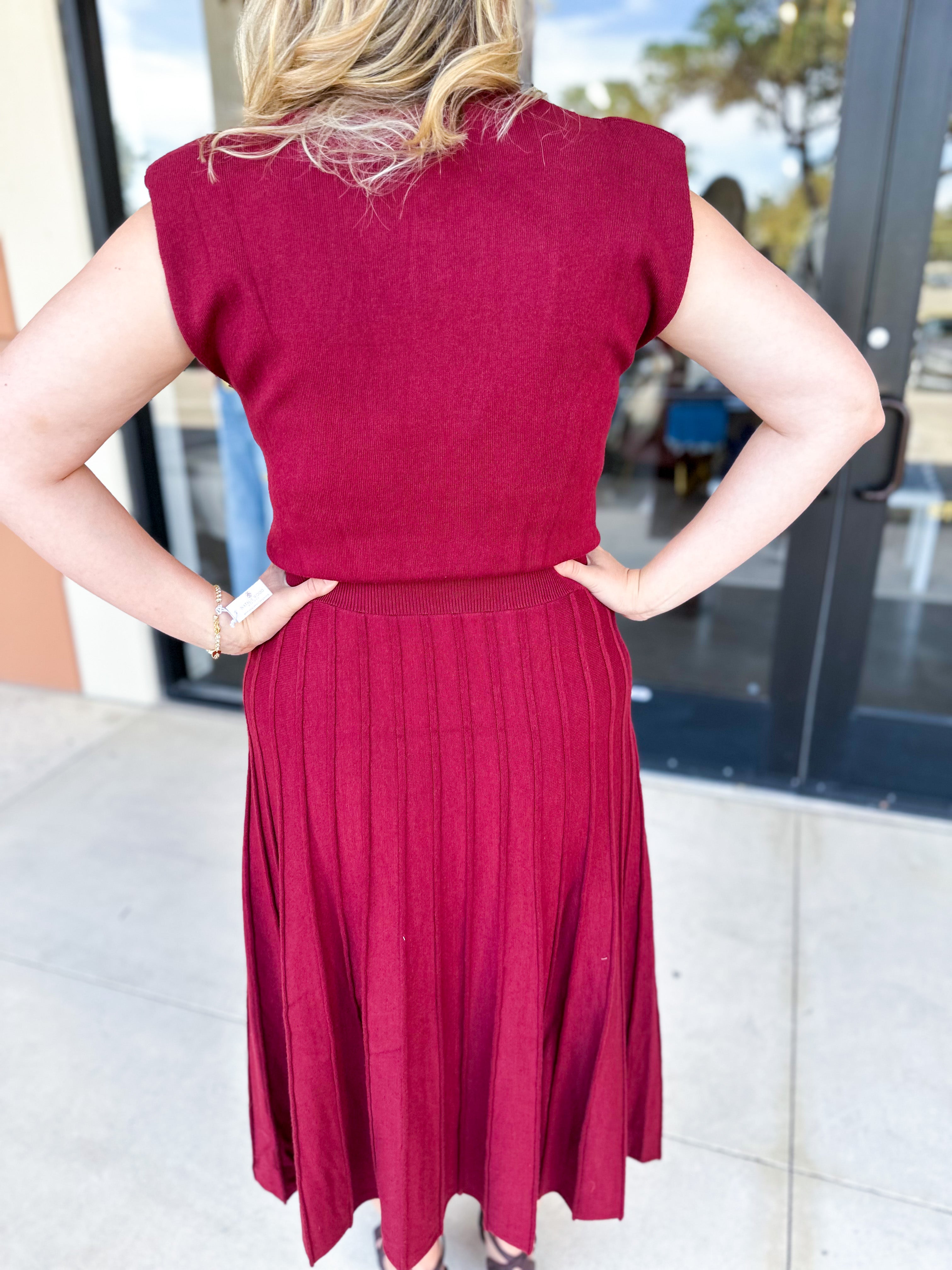 THML - Burgundy Knit Midi Dress-500 Midi-THML-July & June Women's Fashion Boutique Located in San Antonio, Texas