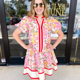 Summer Florals Mini Dress - Pink-510 Mini-ENTRO-July & June Women's Fashion Boutique Located in San Antonio, Texas