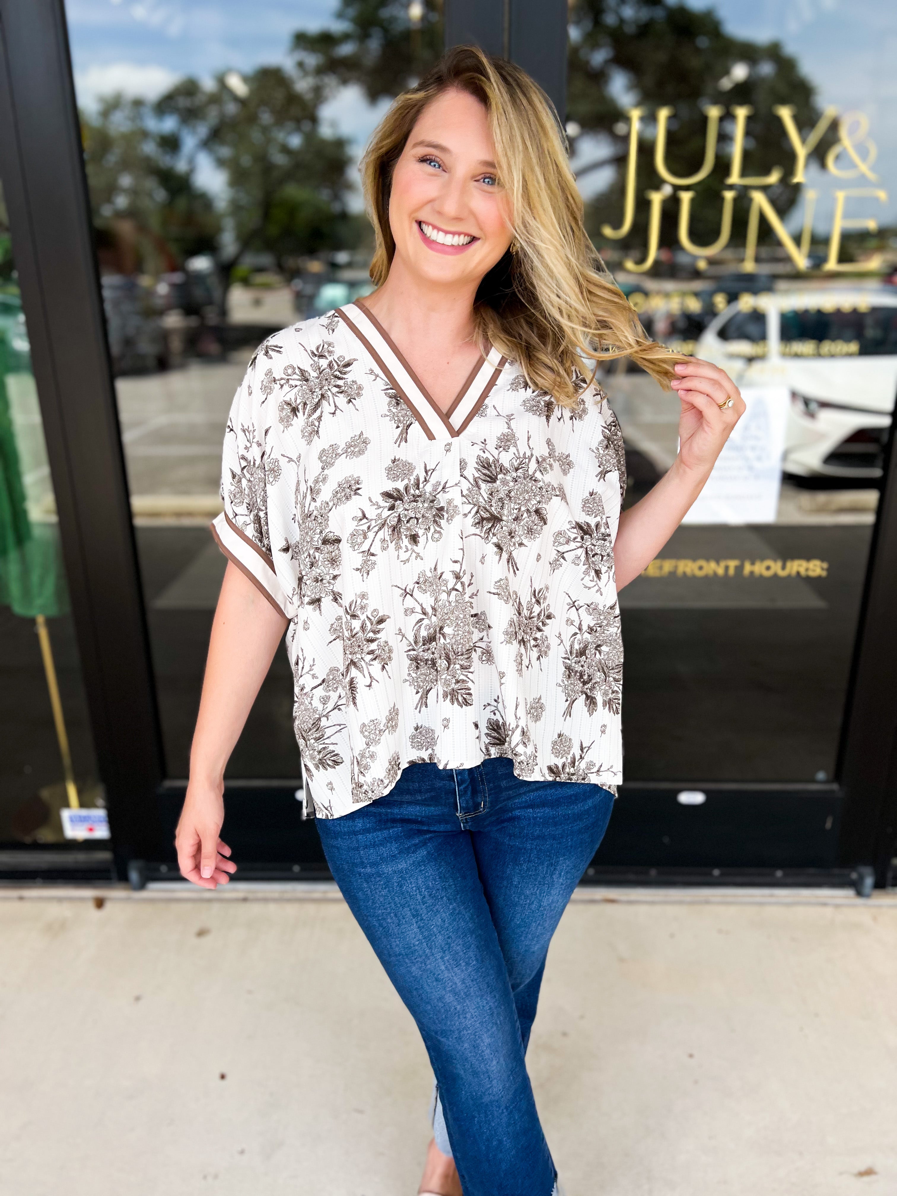 The Briar Blouse - Mocha-200 Fashion Blouses-ENTRO-July & June Women's Fashion Boutique Located in San Antonio, Texas