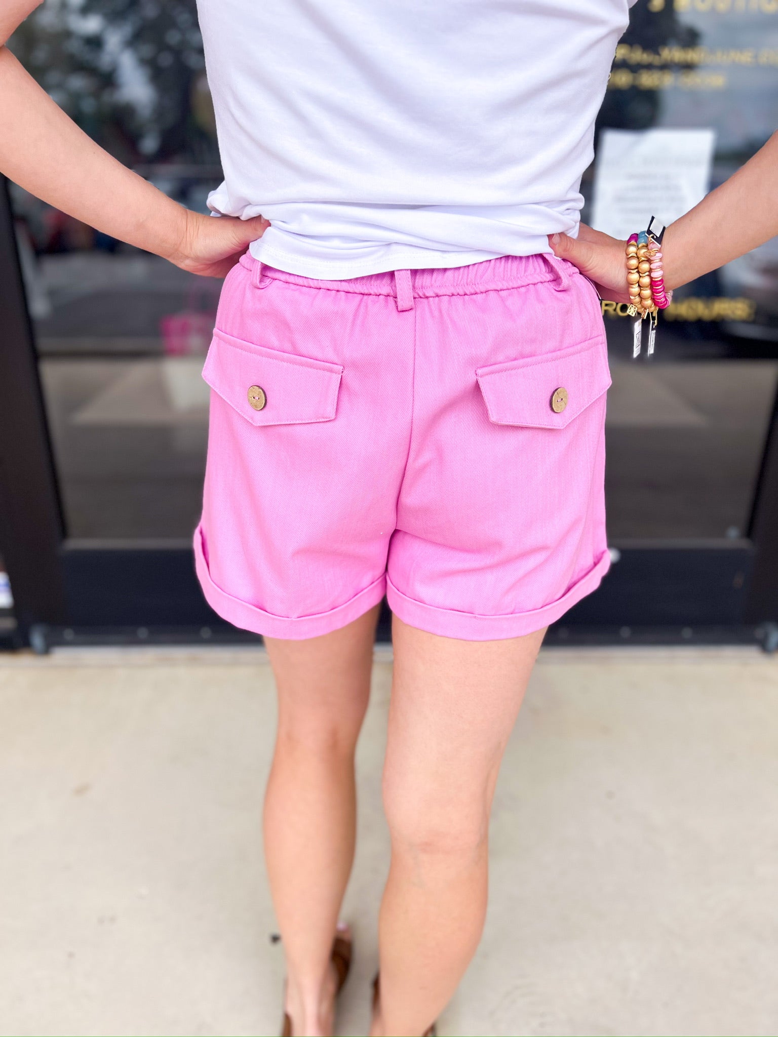 Upscale Shorts - Pink-410 Shorts/Skirts-ENTRO-July & June Women's Fashion Boutique Located in San Antonio, Texas