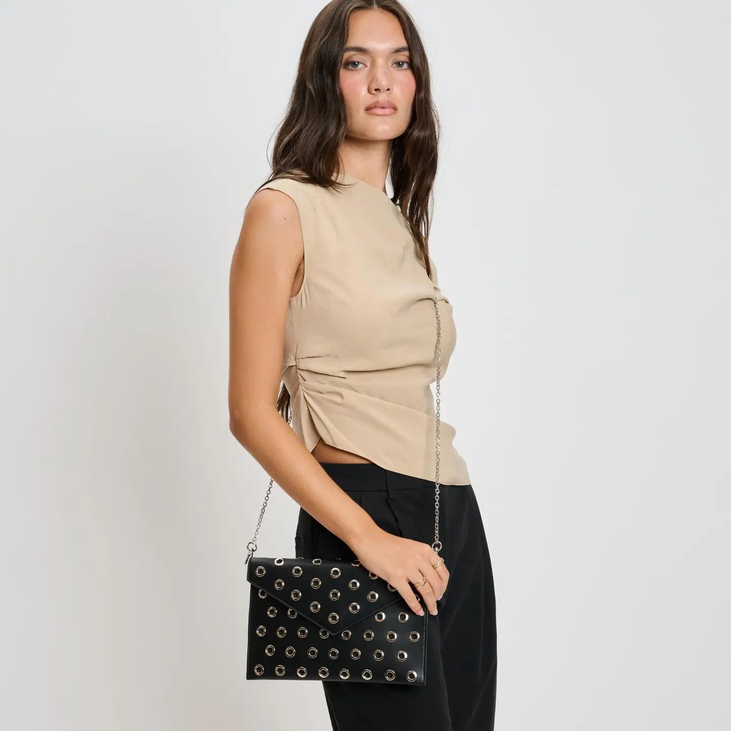 Ramona Gromet Crossbody Bag - Black-130 ACCESSORIES-Moda Luxe-July & June Women's Fashion Boutique Located in San Antonio, Texas