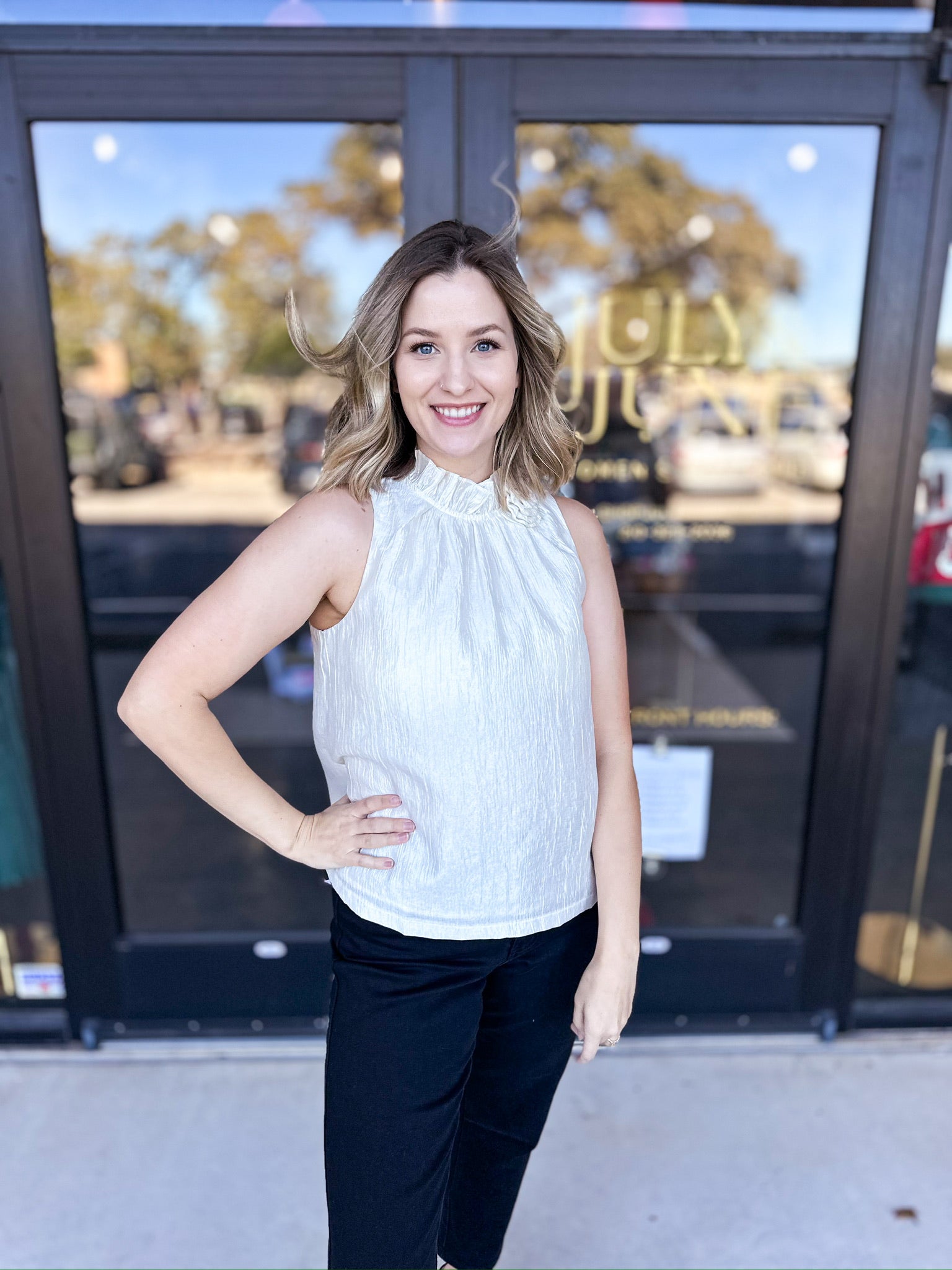 High Neck Tank-200 Fashion Blouses-PINCH-July & June Women's Fashion Boutique Located in San Antonio, Texas